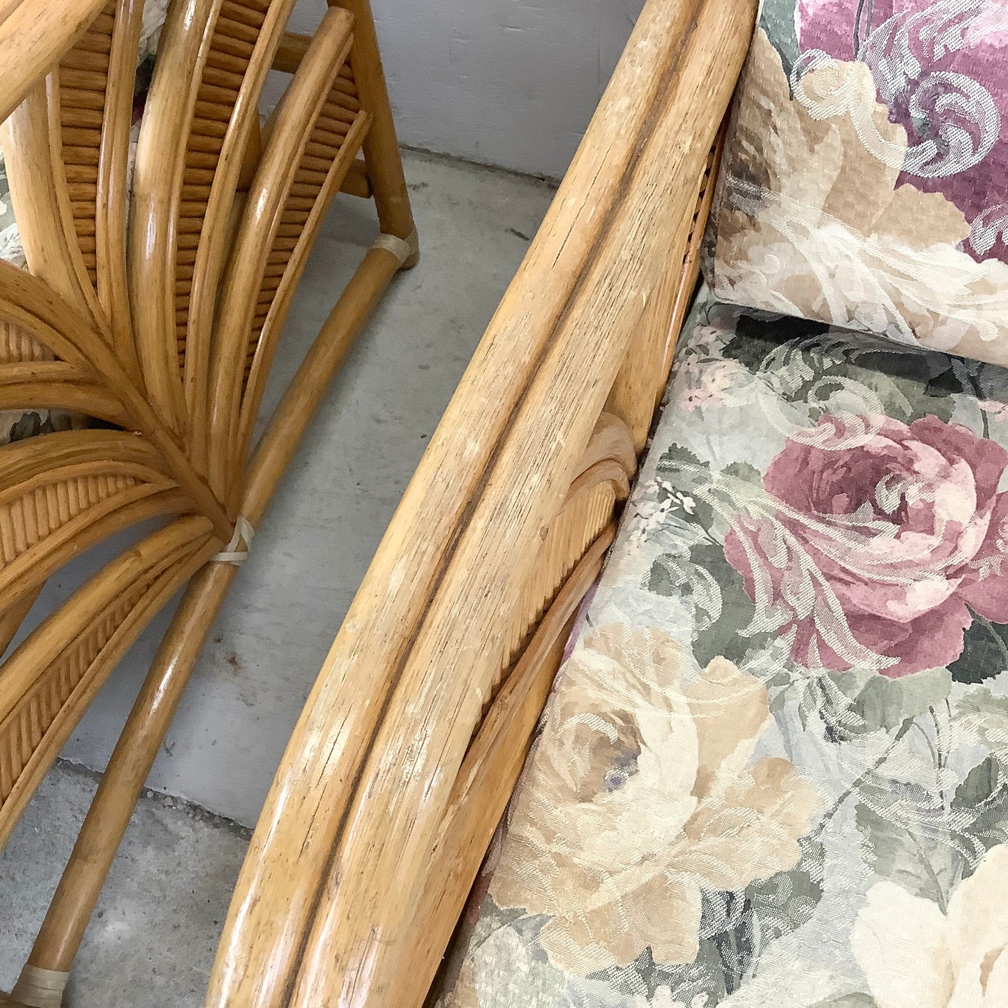 Pair Vintage Coastal Rattan Lounge Chairs