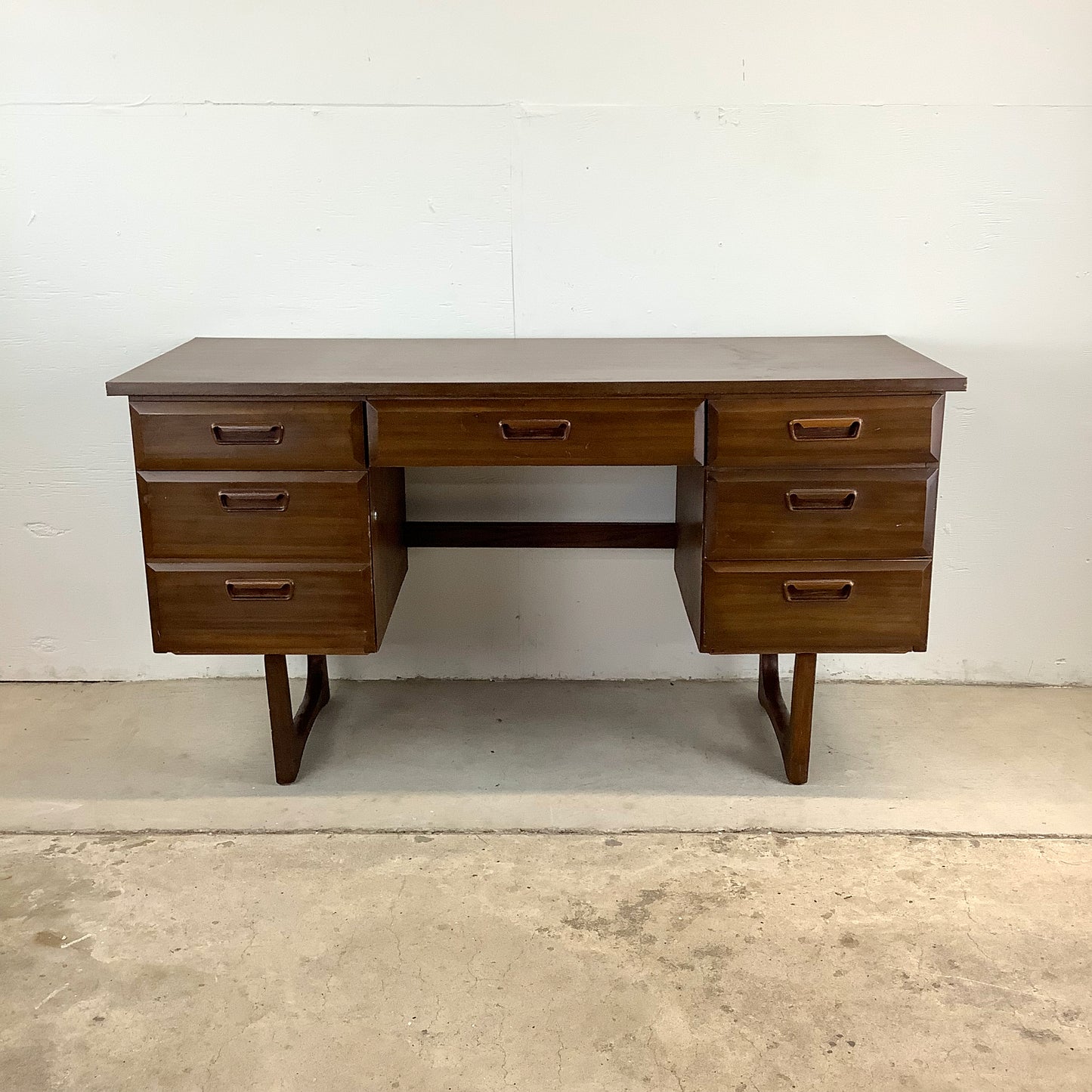 Mid-Century Six Drawer Writing Desk