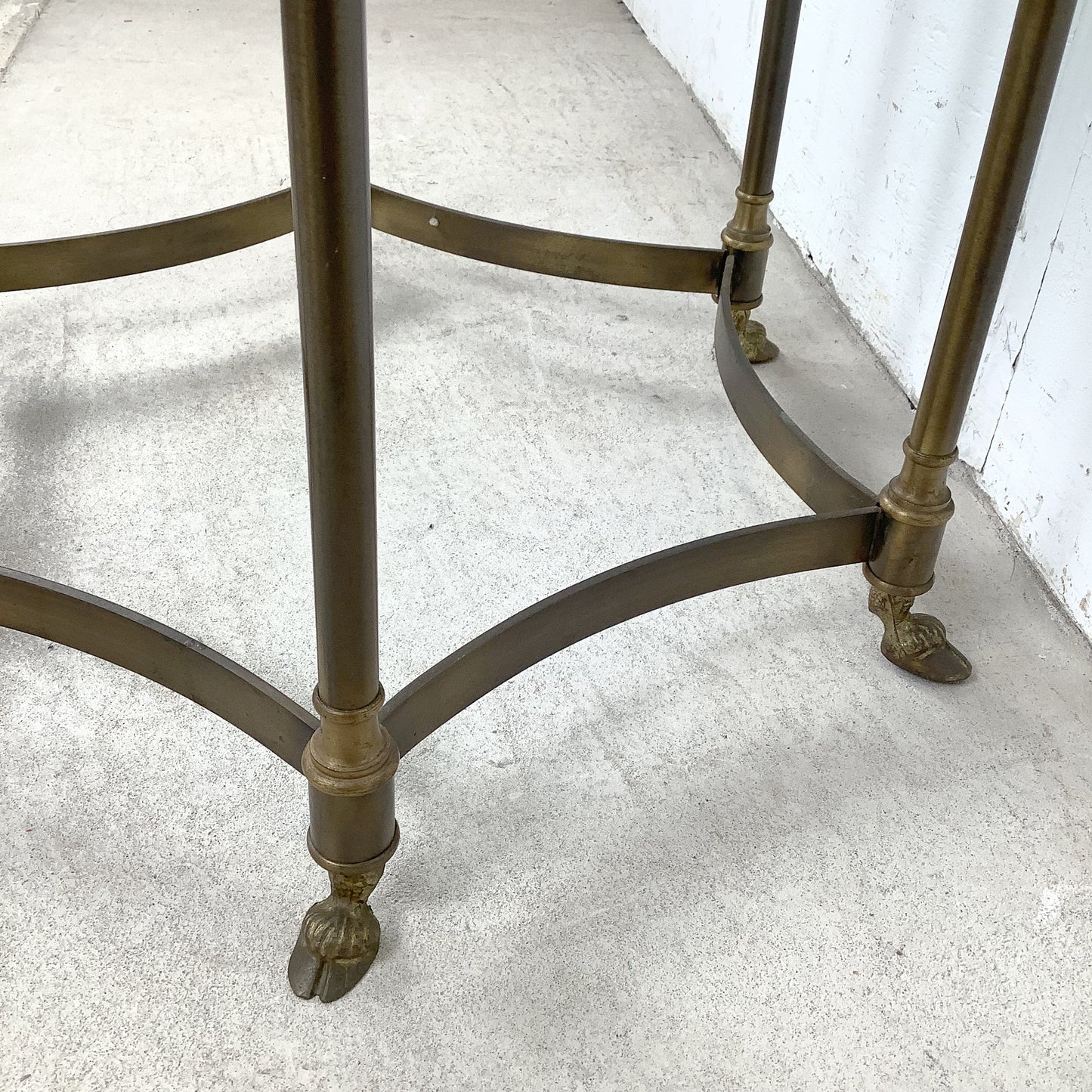 Vintage Brass & Octagonal Glass Accent Side Table in the Style of La Barge