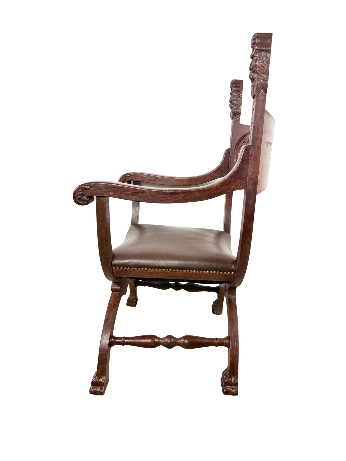 Vintage Renaissance Revival Savonarola X-Frame Accent Chair