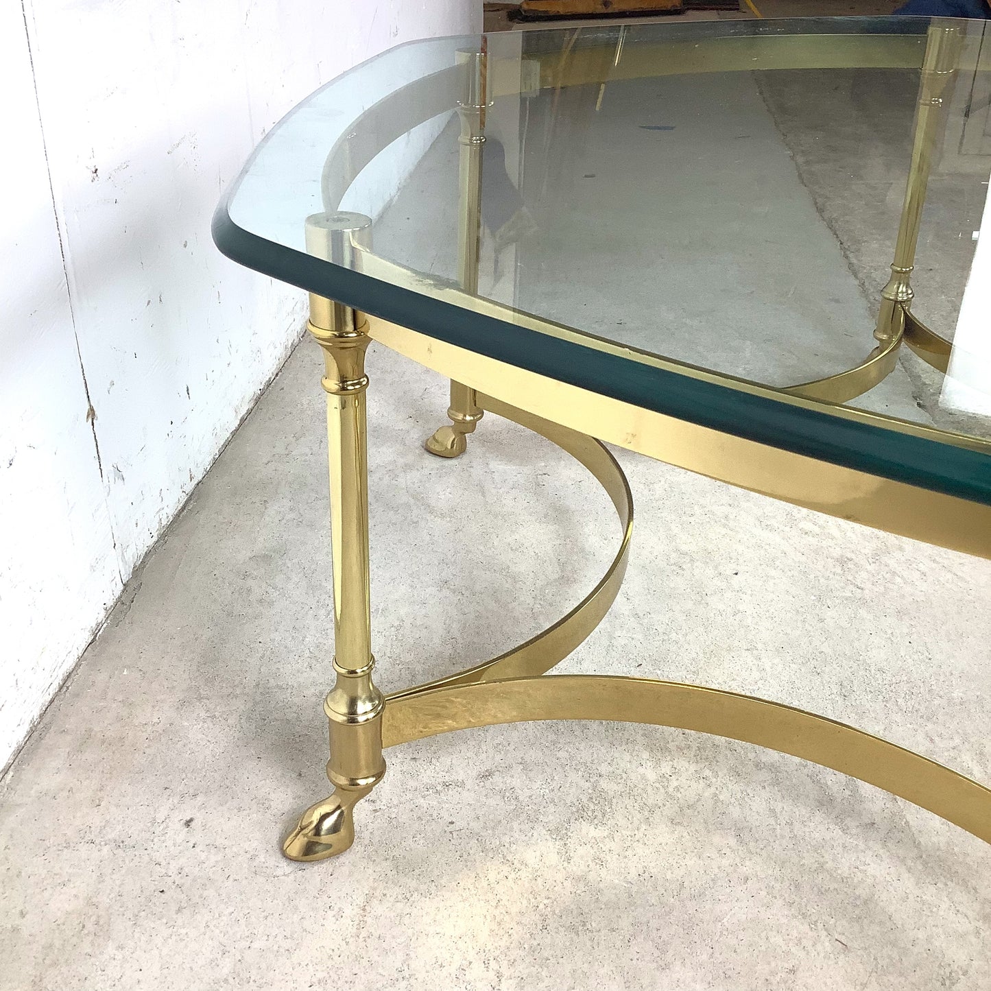 Sculptural Hollywood Regency Brass &amp; Glass Coffee Table