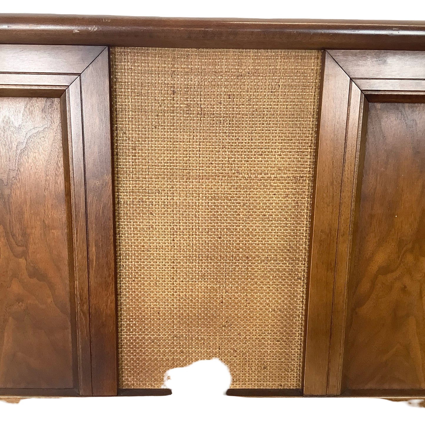 Mid-Century Modern Walnut Headboard | Vintage Full/Queen | Woven Panel Design