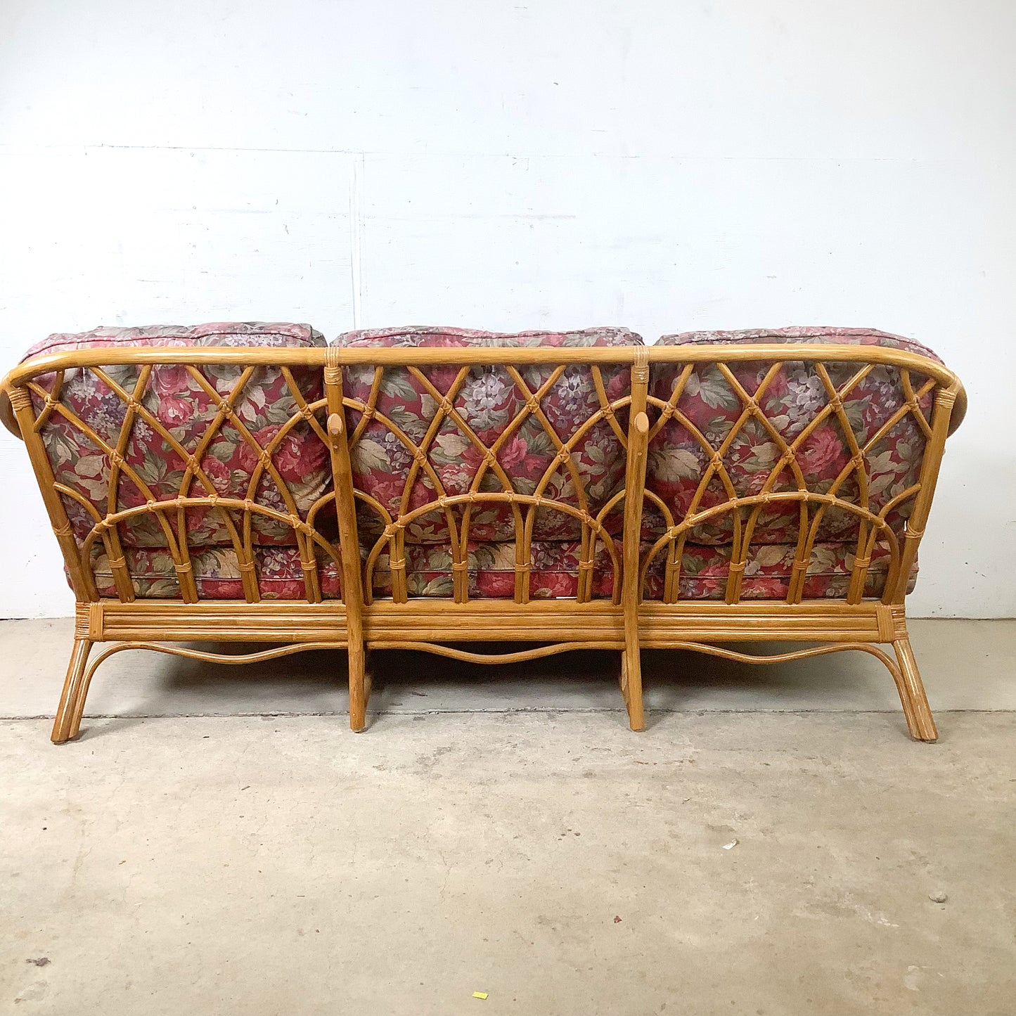 Vintage Architectural Boho Modern Rattan Sofa