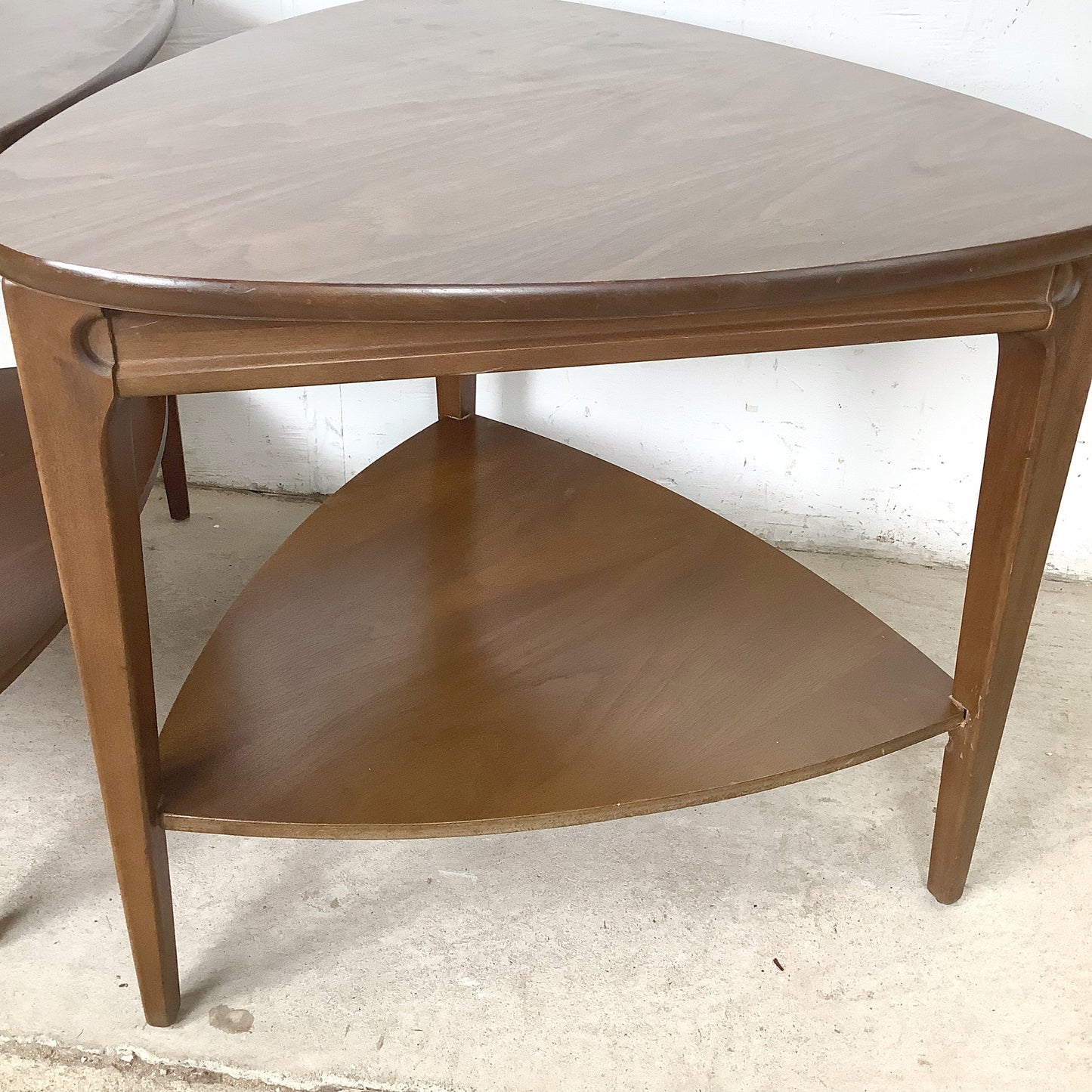 Pair of Two-Tier Triangular End Tables | Mid-Century Modern