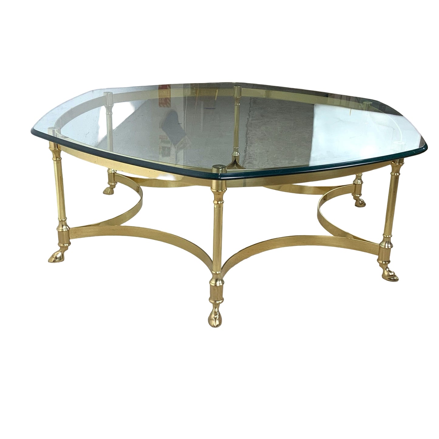 Sculptural Hollywood Regency Brass &amp; Glass Coffee Table