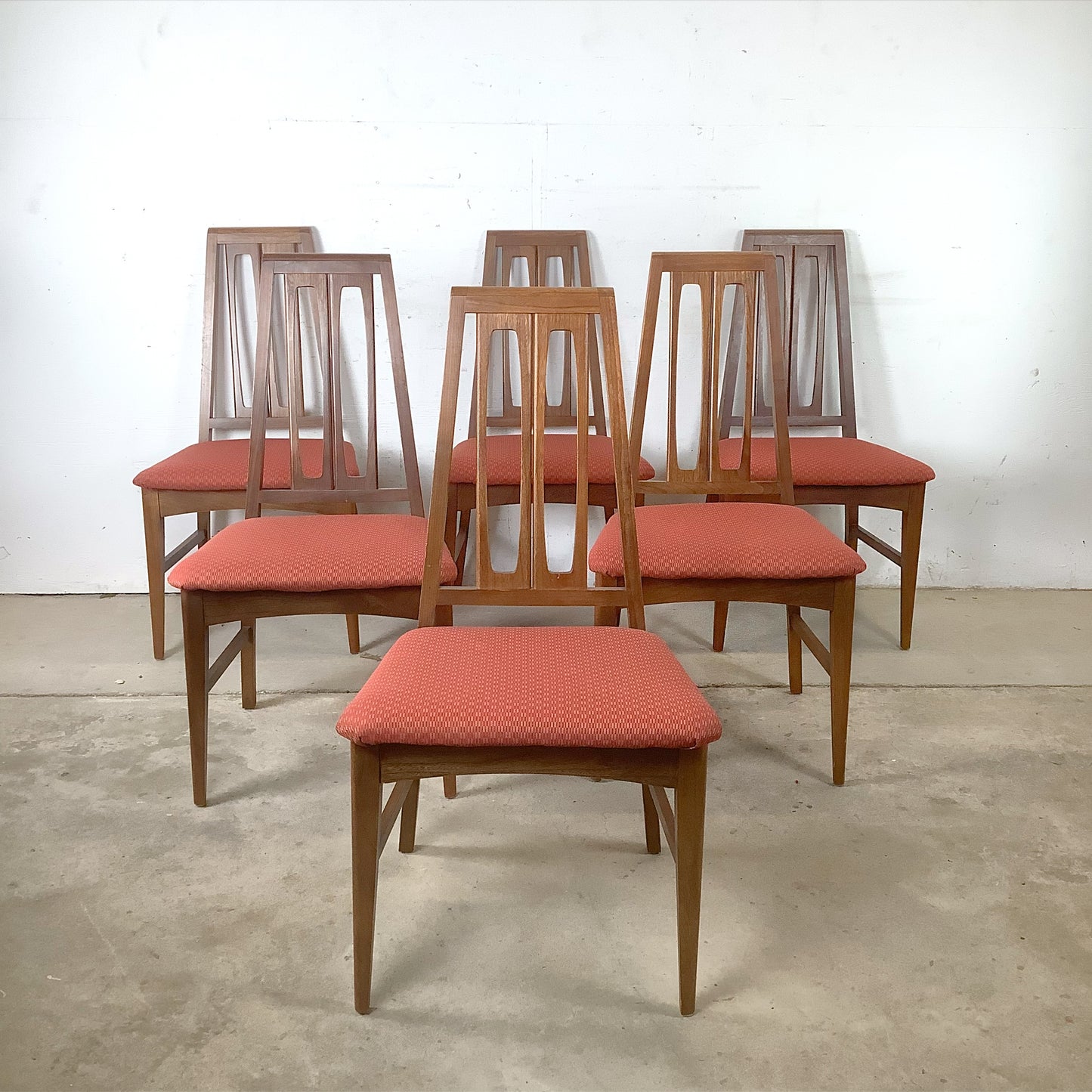 Young Manufacturing attr. Walnut High-Back Dining Chairs — A Set of Six MCM Chairs