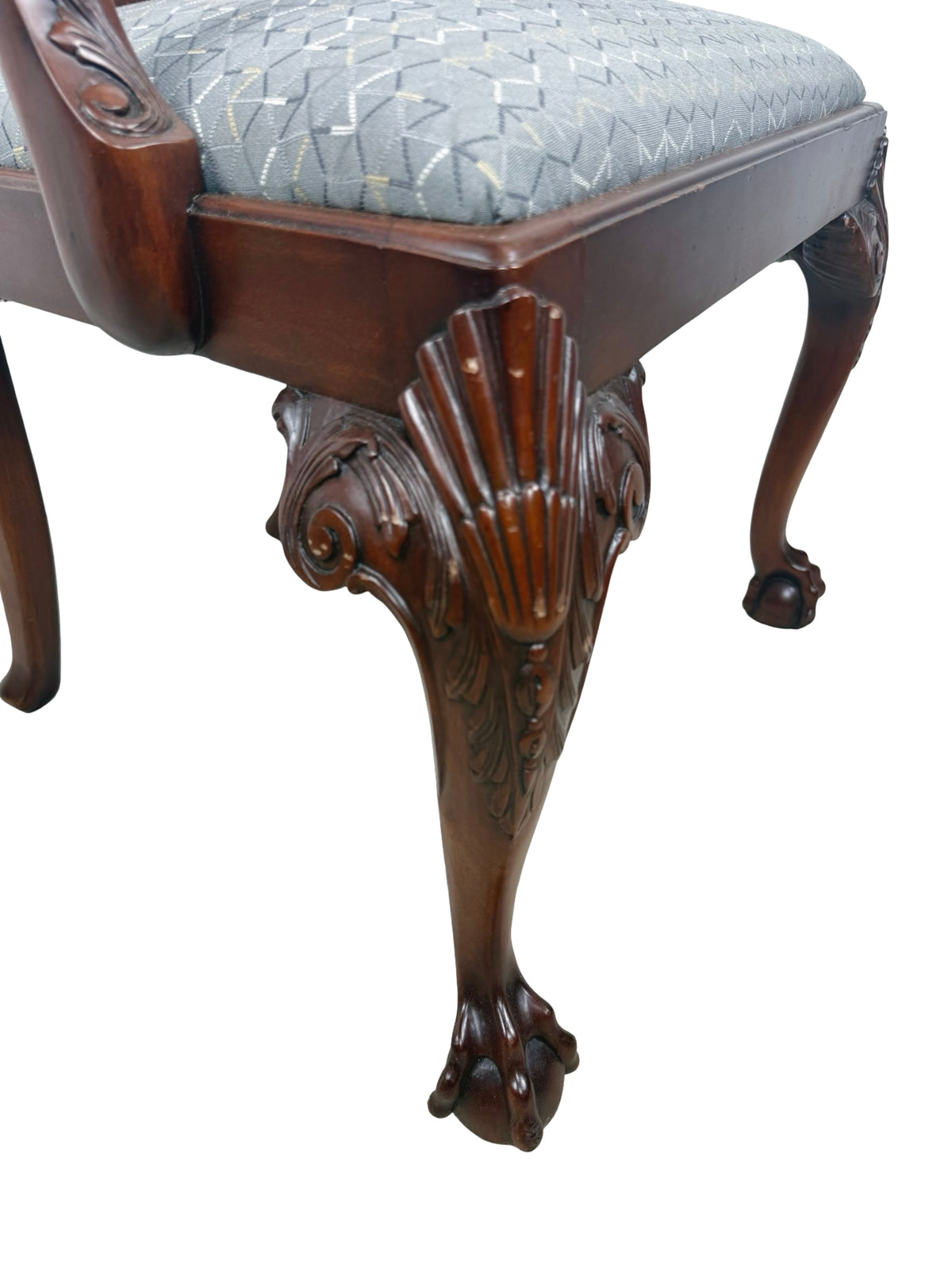 Vintage Maitland-Smith Chippendale Carved Armchair with Ball-and-Claw Feet