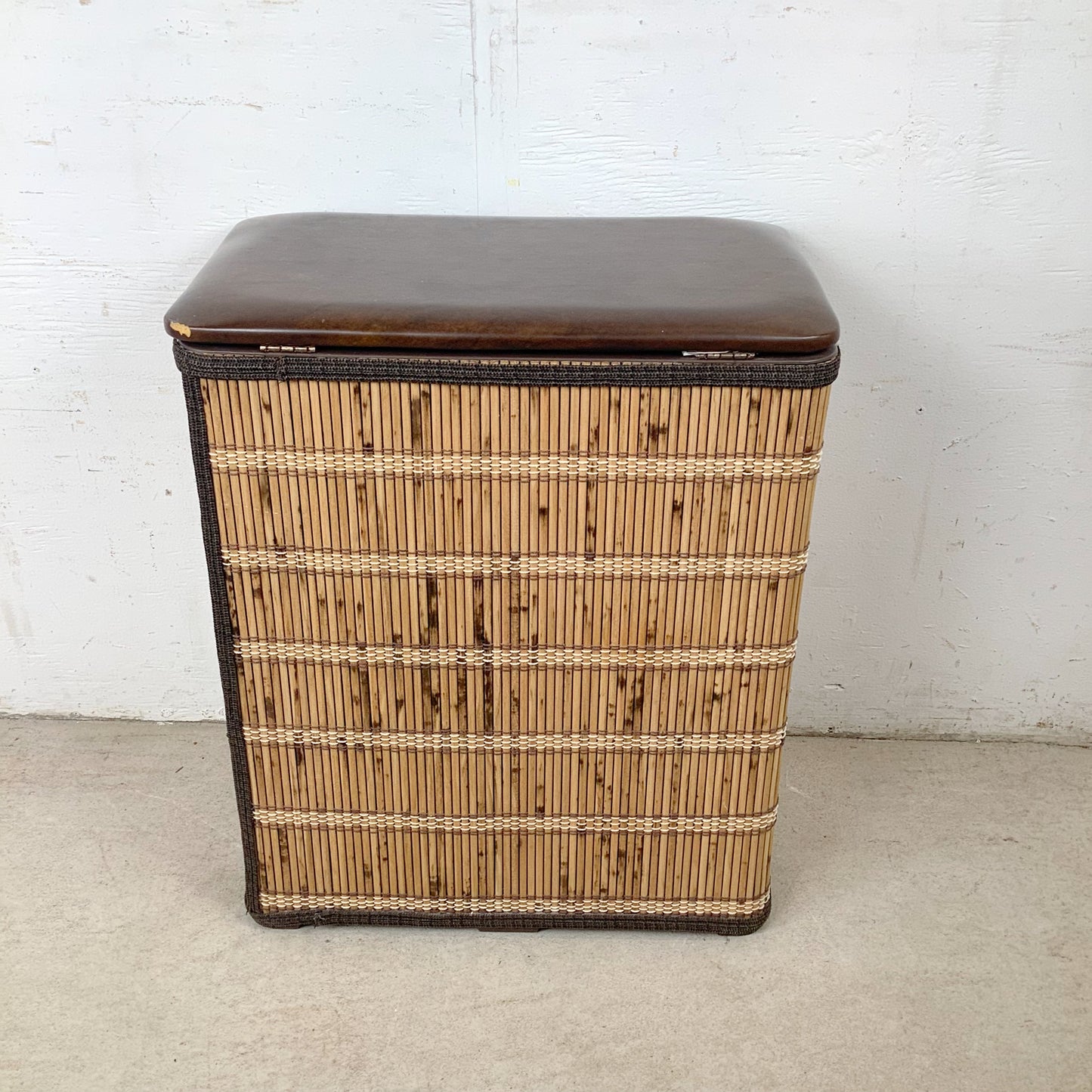 Vintage Bohemian Laundry Basket with Natural Cane Wrap