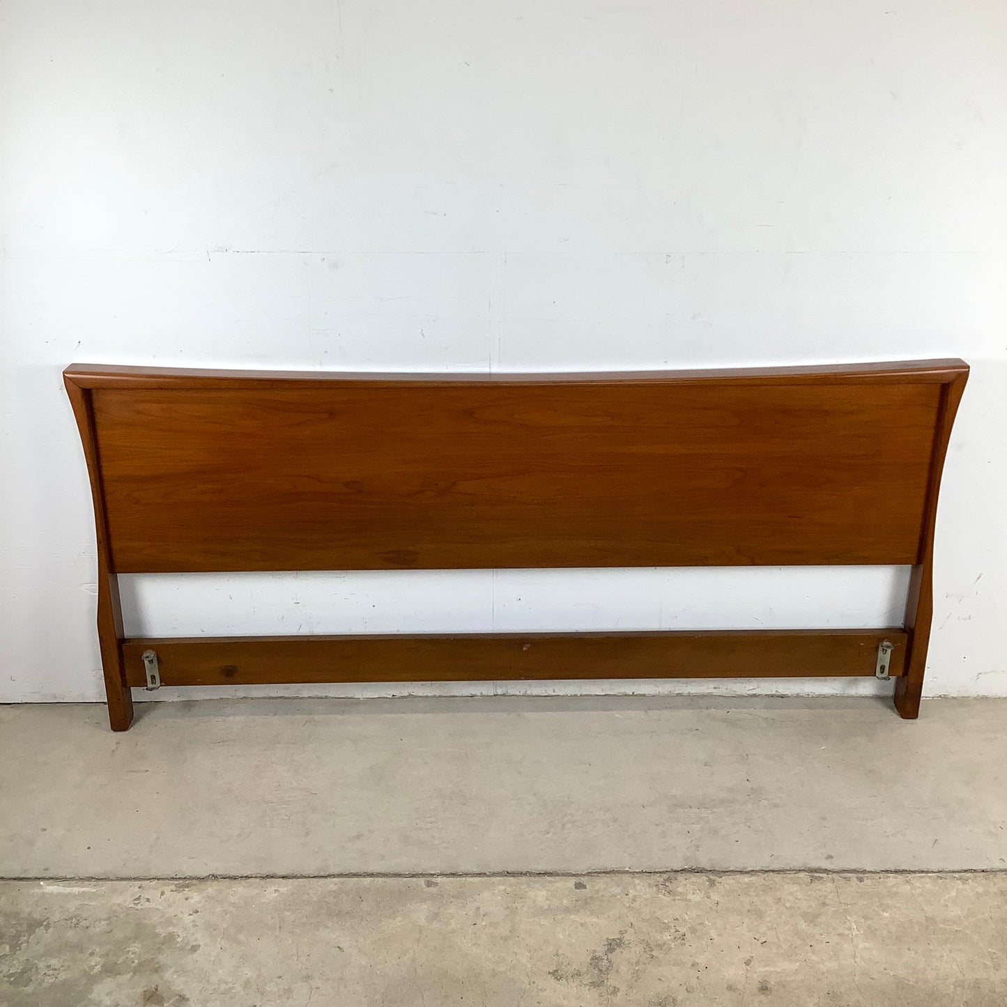 Sculptural MCM Walnut King Headboard