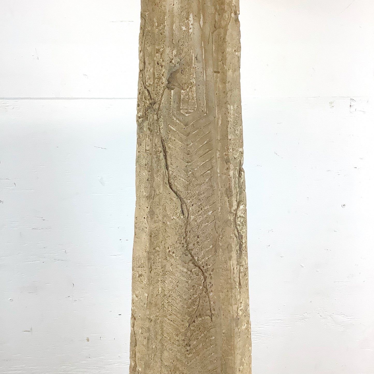 Vintage Textured Stone Obelisk Floor Lamp – Heavy Karl Springer Inspired Design