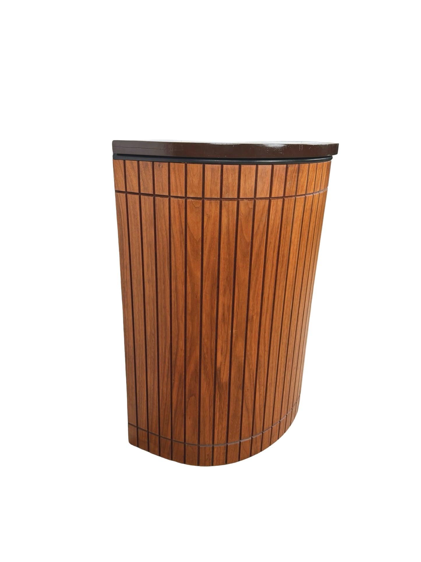 Vintage Mid-Century Slatted Wood Hamper
