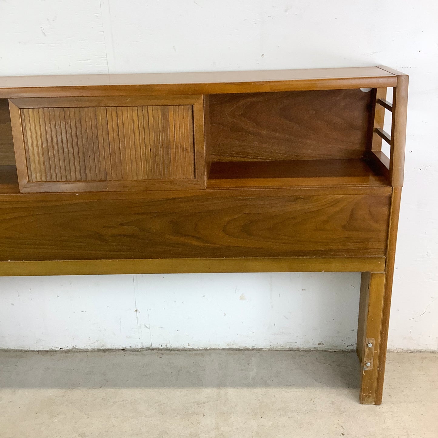Full Size Mid-Century Walnut Storage Headboard