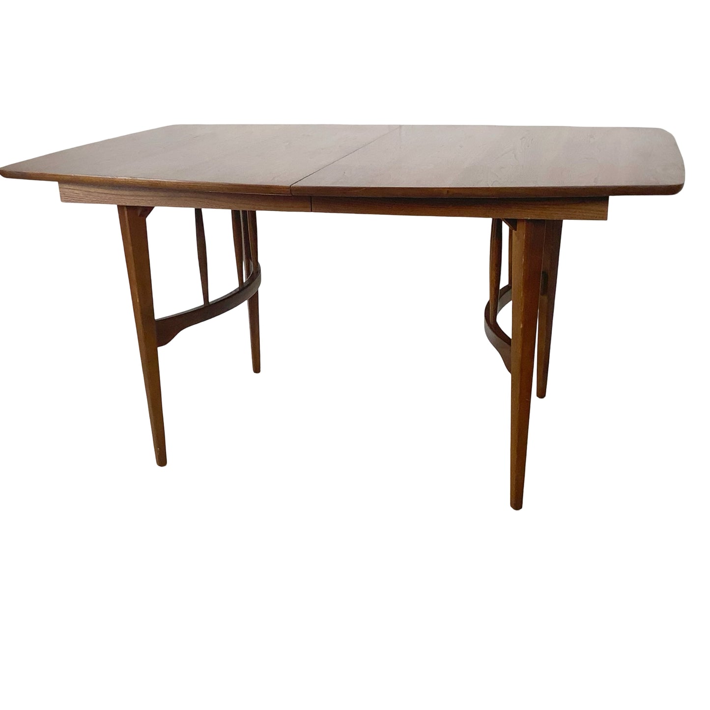 Mid-Century Walnut Spindle Trestle Dining Table w/ Leaves