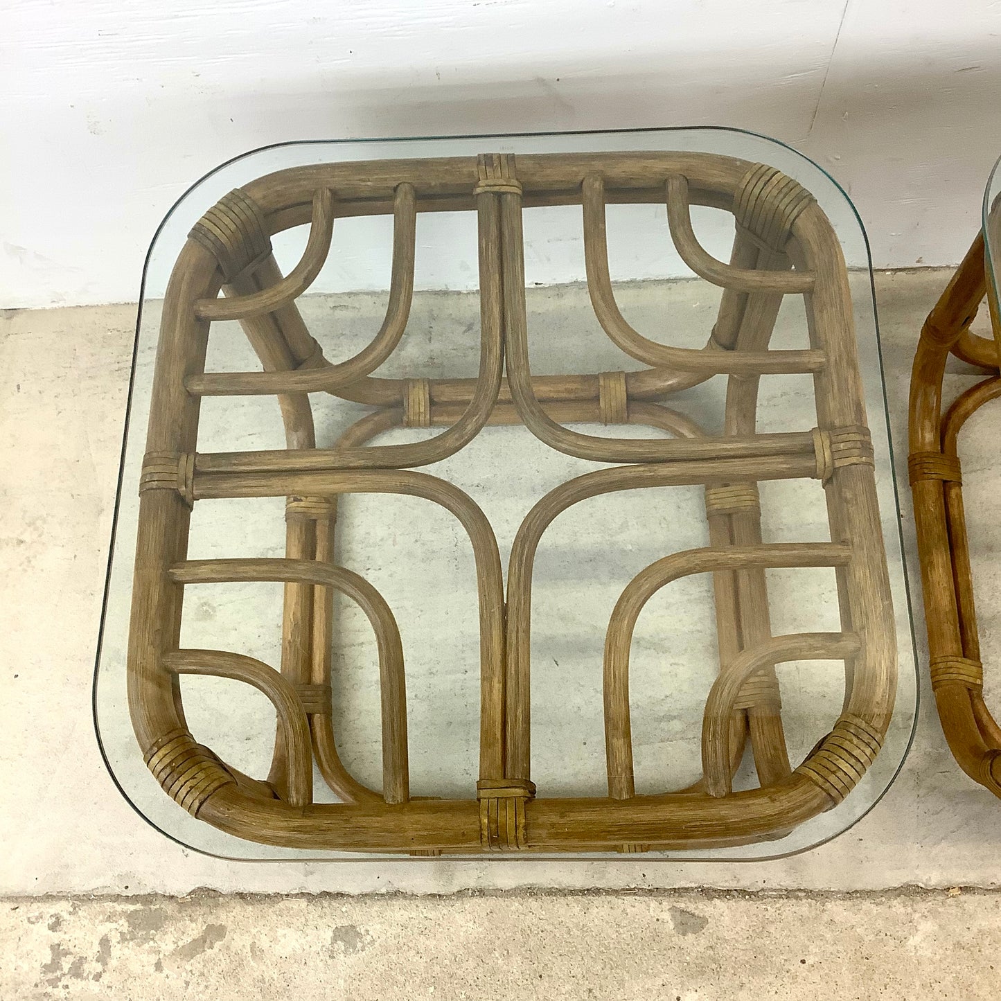 Pair Vintage Rattan End Tables