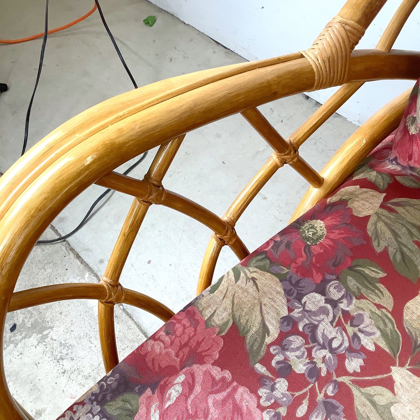 Vintage Architectural Boho Modern Rattan Sofa
