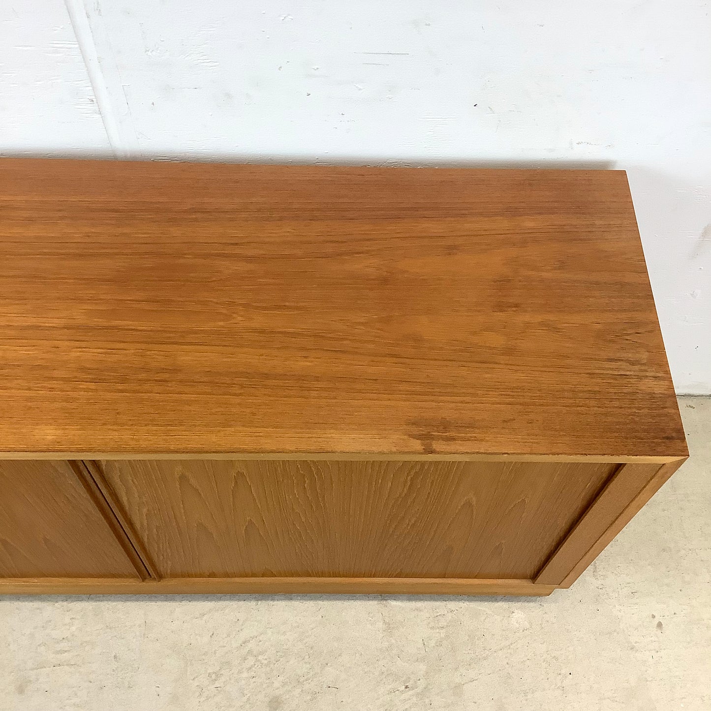 Scandinavian Modern Teak Credenza With Tambour Doors