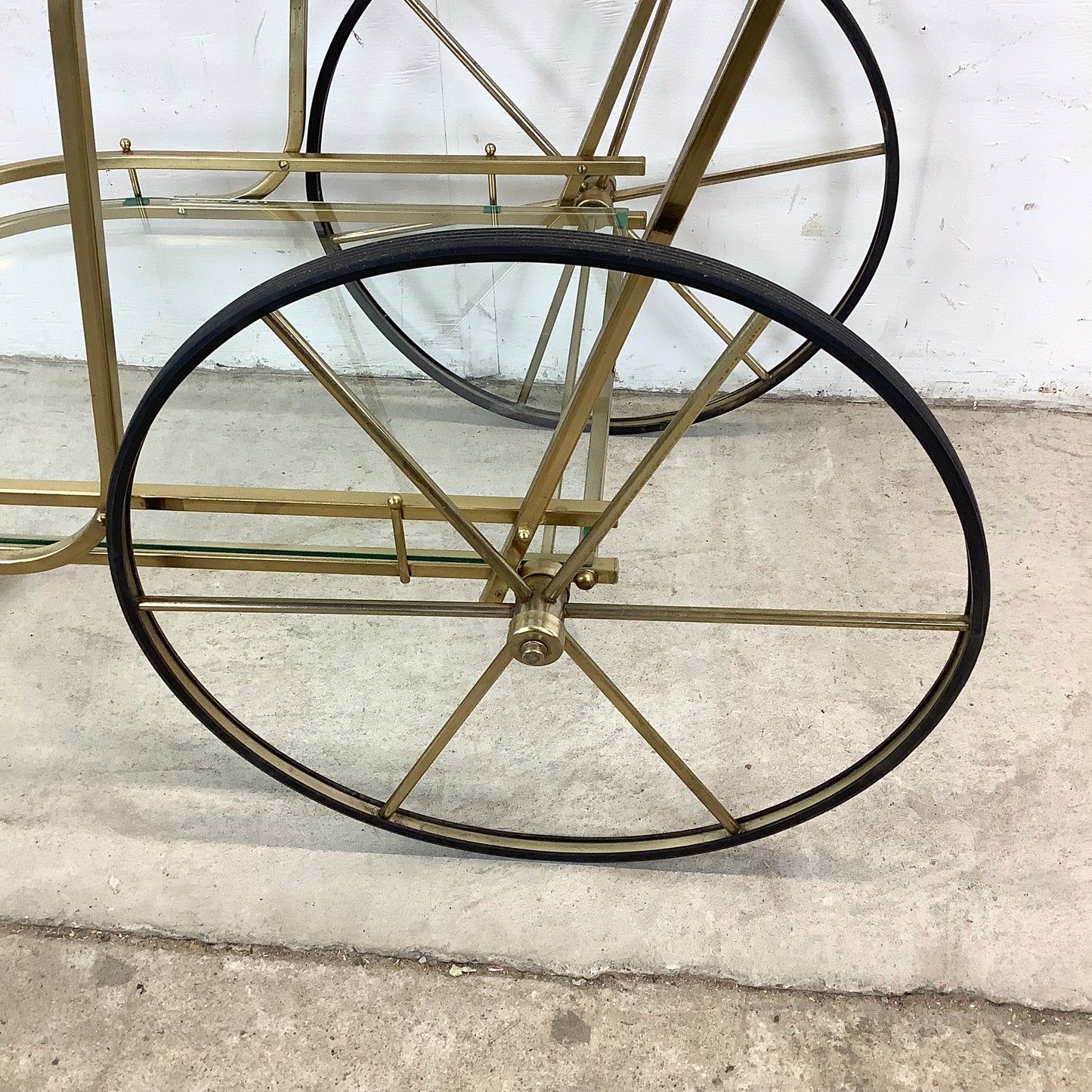 Vintage Brass and Glass Bar Cart or Tea Trolley