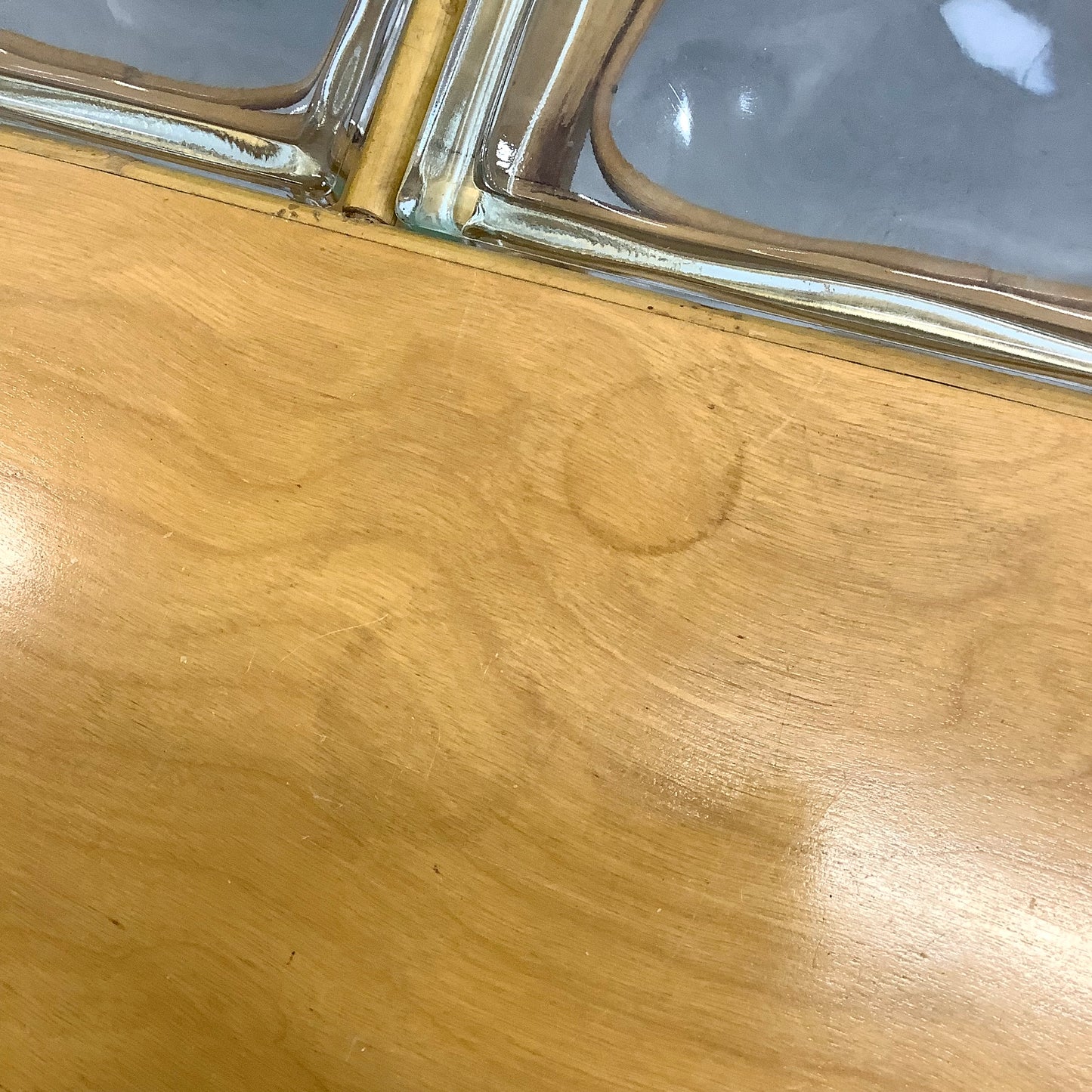 Vintage Bamboo Dining Table With Glass Inserts