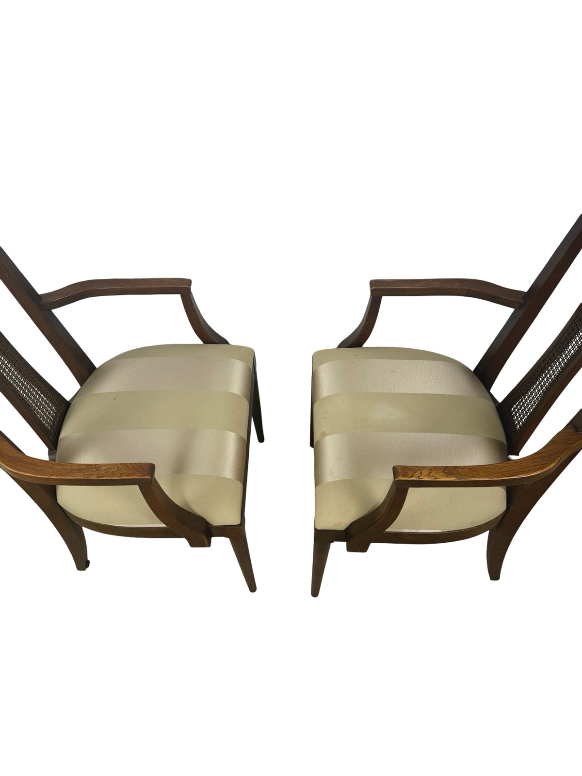 Pair of Mid-Century Modern High-Back Cane Dining Armchairs, Stamped Denmark