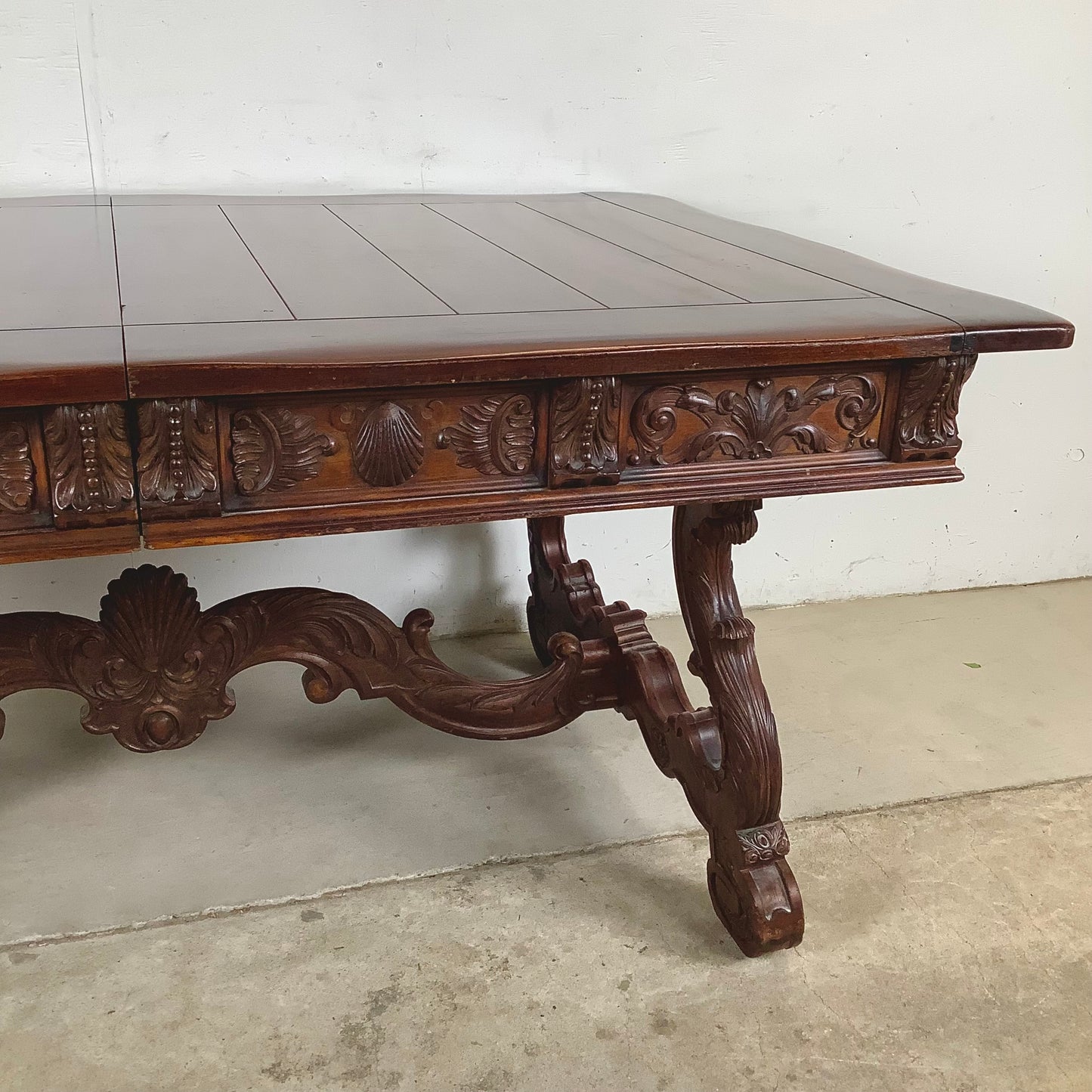 Spanish Revival Carved Extension Dining Table by Berkey & Gay