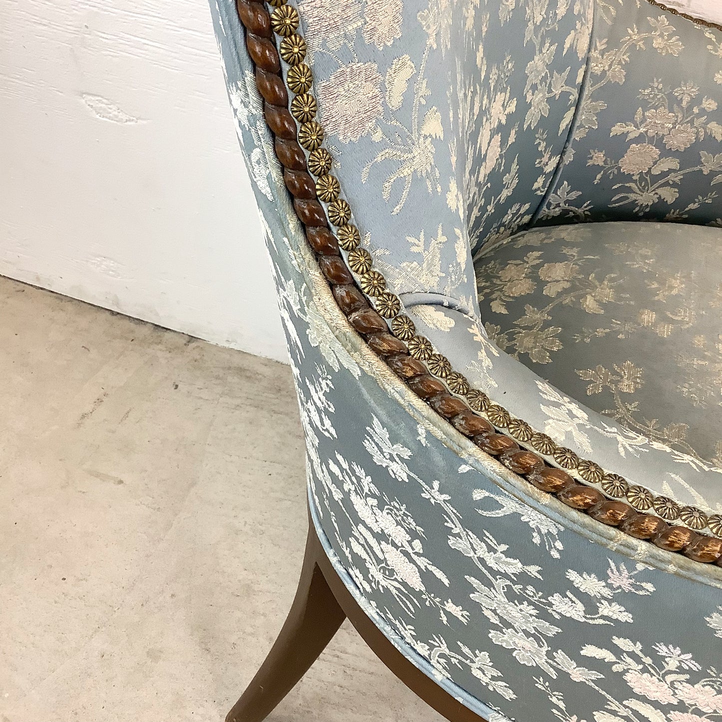 Pair Antique Pale Blue Armchairs, Louis XVI