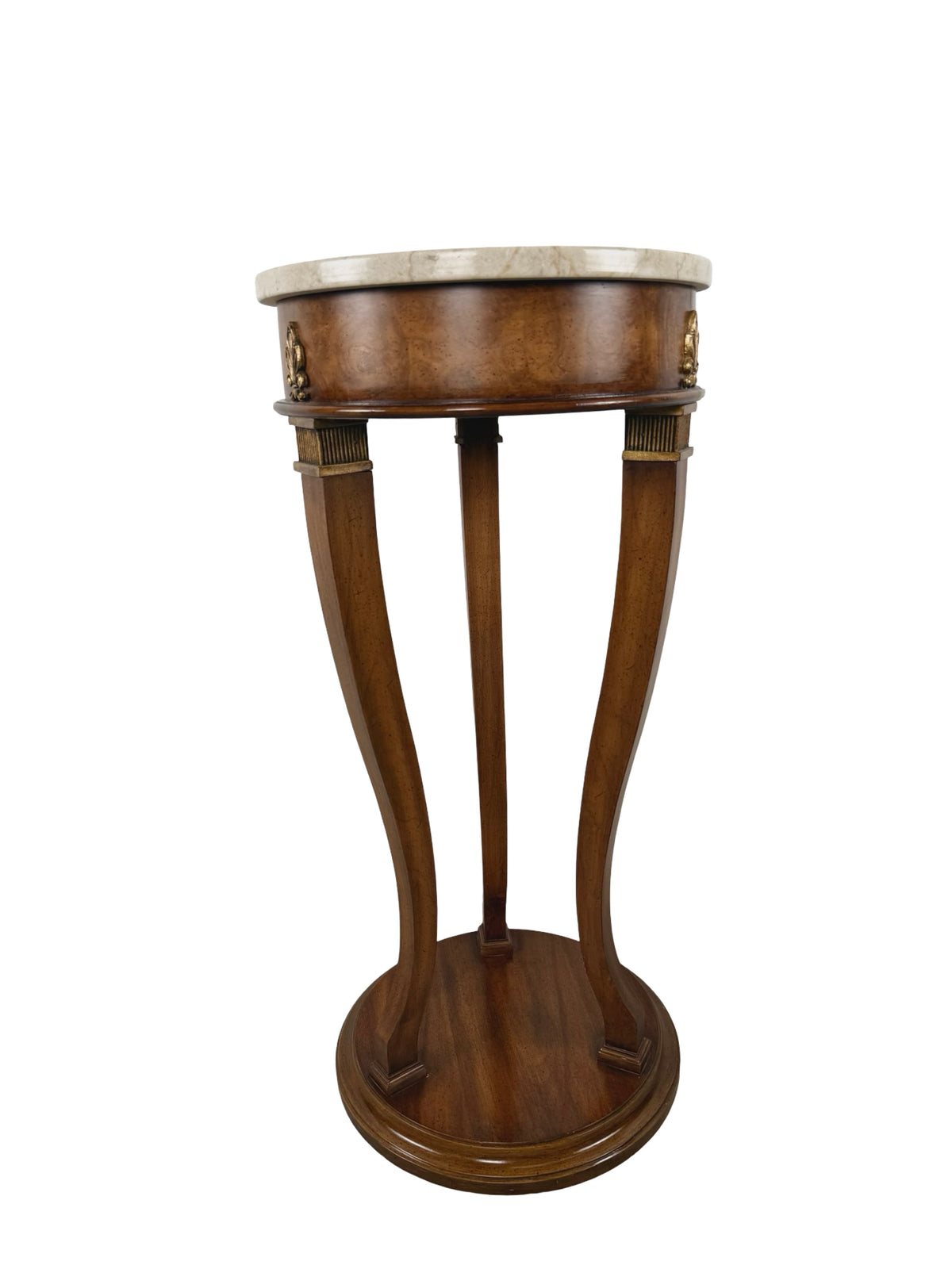 Vintage Neoclassical Italian Marble-Top Pedestal Side Table