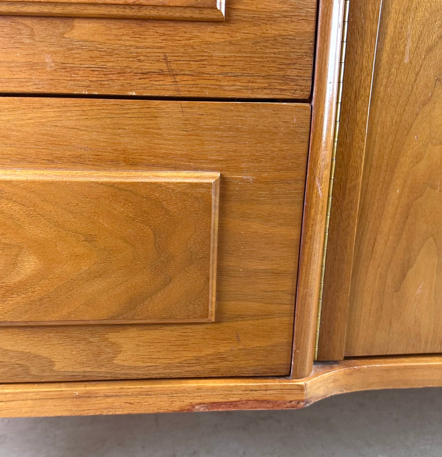 Mid-Century Lowboy Walnut Dresser With Drumstick Legs