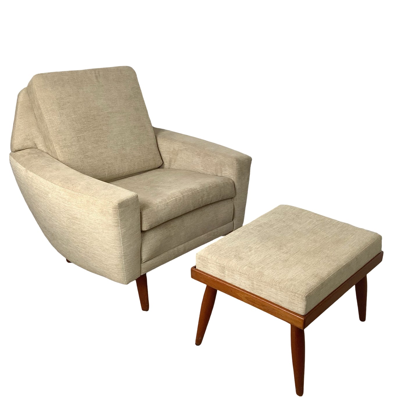 Scandinavian Modern Lounge Chair and Ottoman | Faceted Back