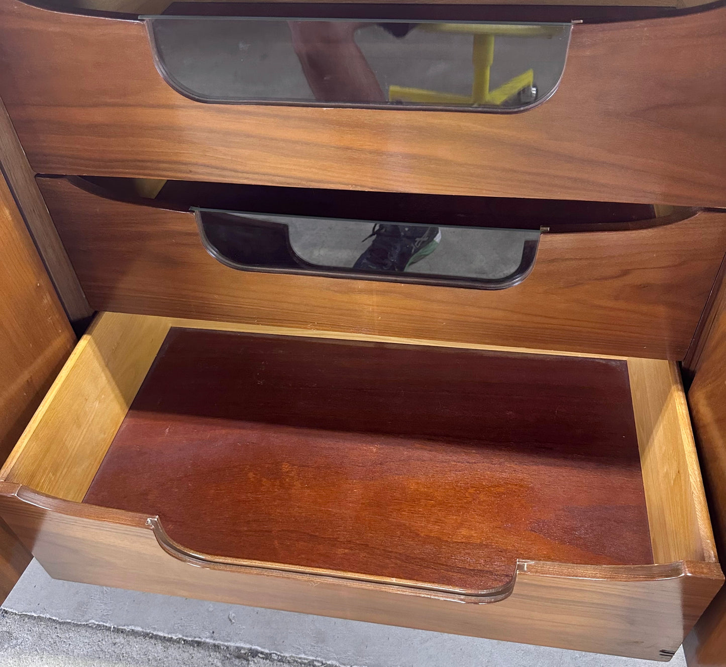 Mid-Century Lowboy Walnut Dresser With Drumstick Legs