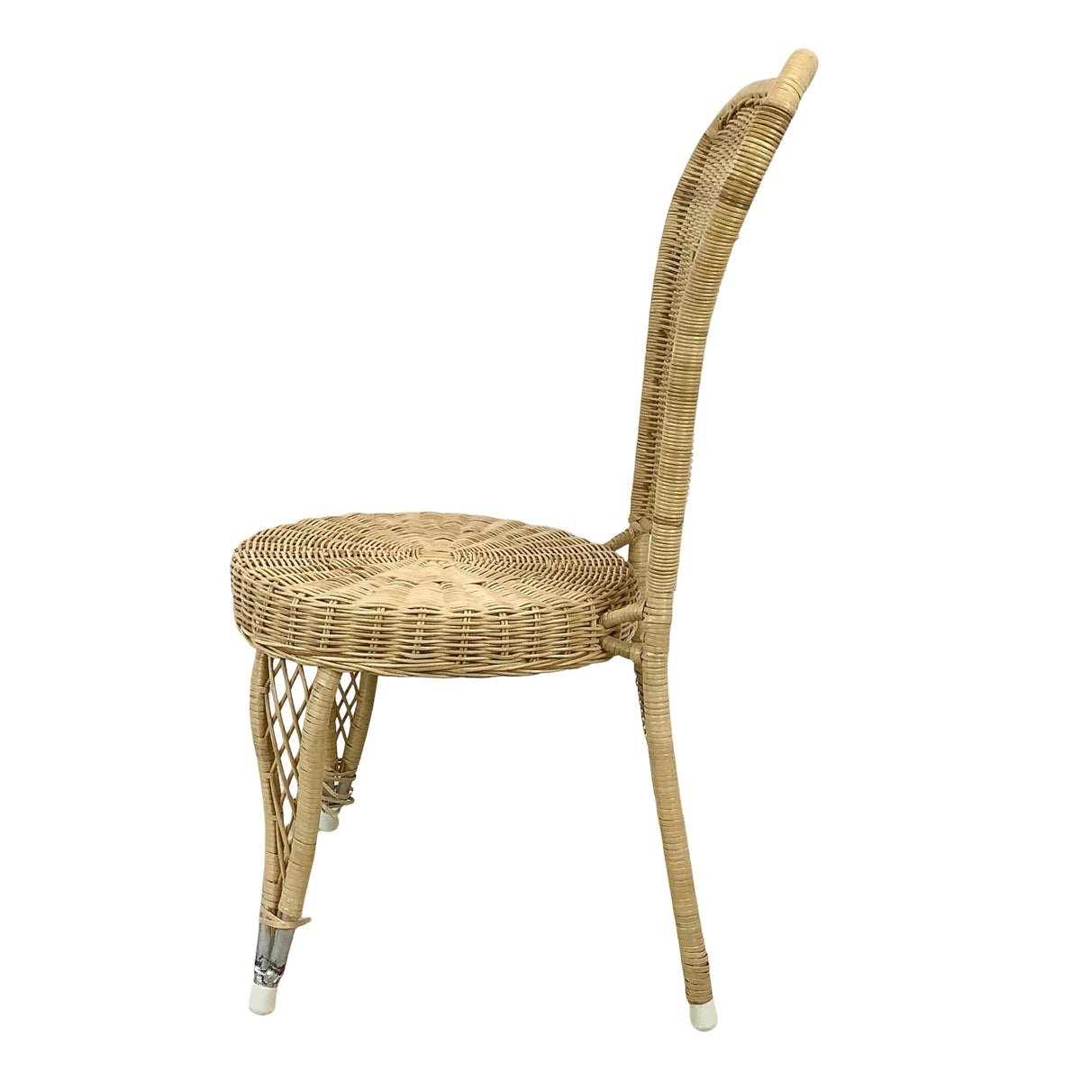 Vintage Woven Wicker & Rattan Side Chair with Cushion