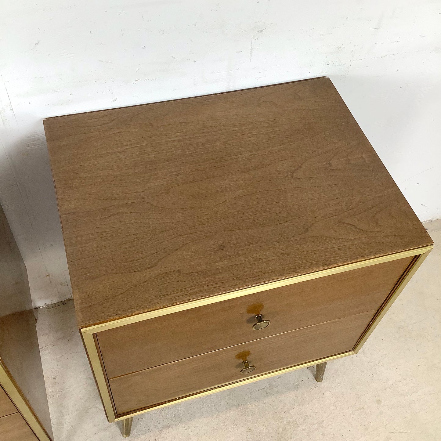Mid-Century Brass Leg Nightstands- a Pair