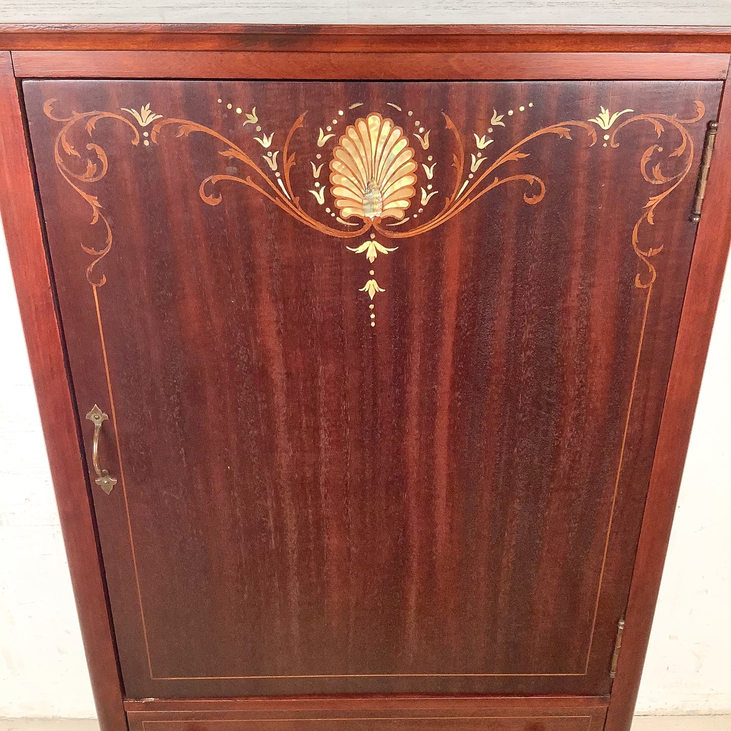 Edwardian Style Mahogany Music Cabinet | Marquetry Inlay | Cabriole Legs | 20th Century