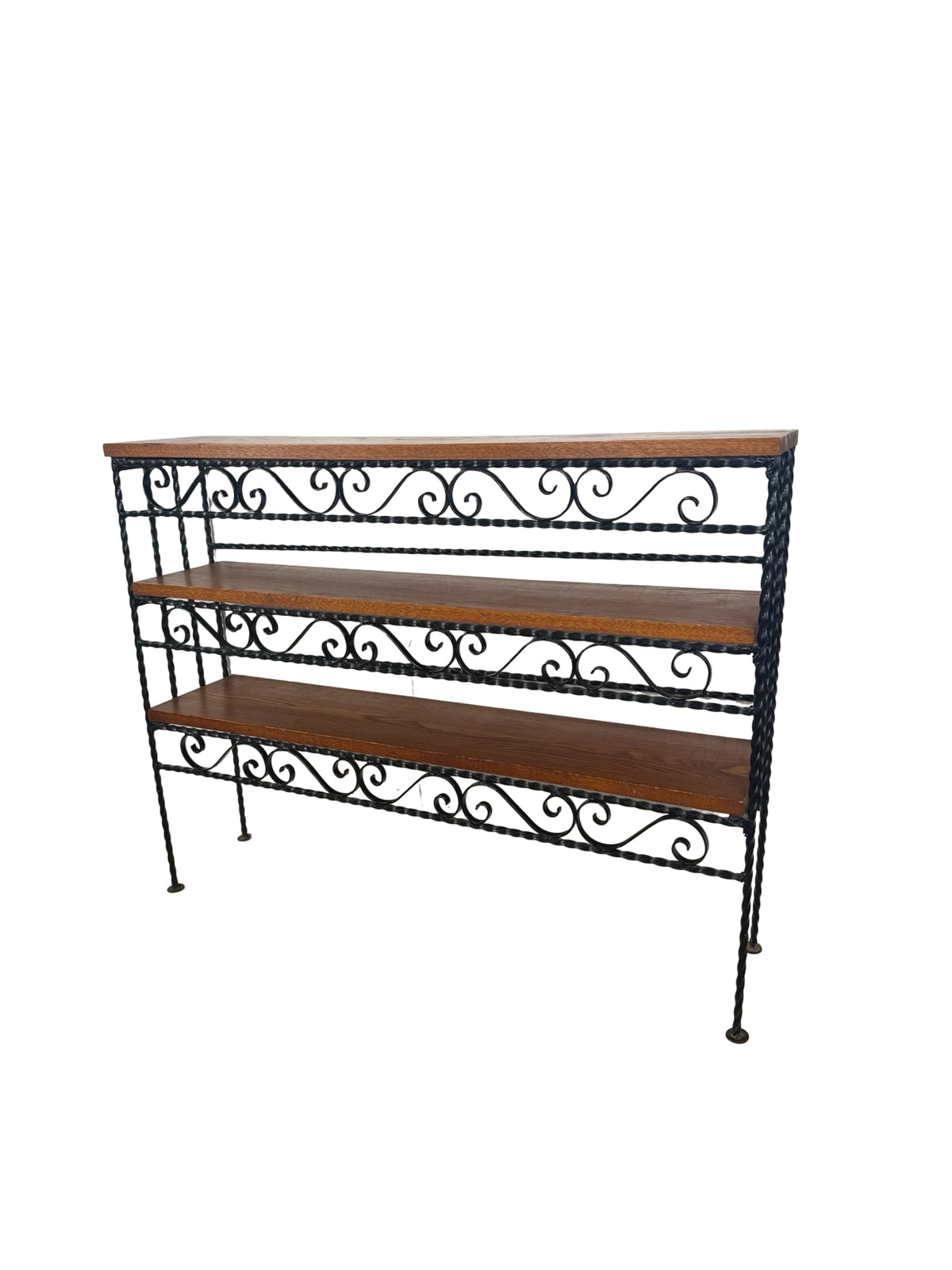Vintage Handmade Wrought Iron Scroll Shelf — Spanish Revival Style