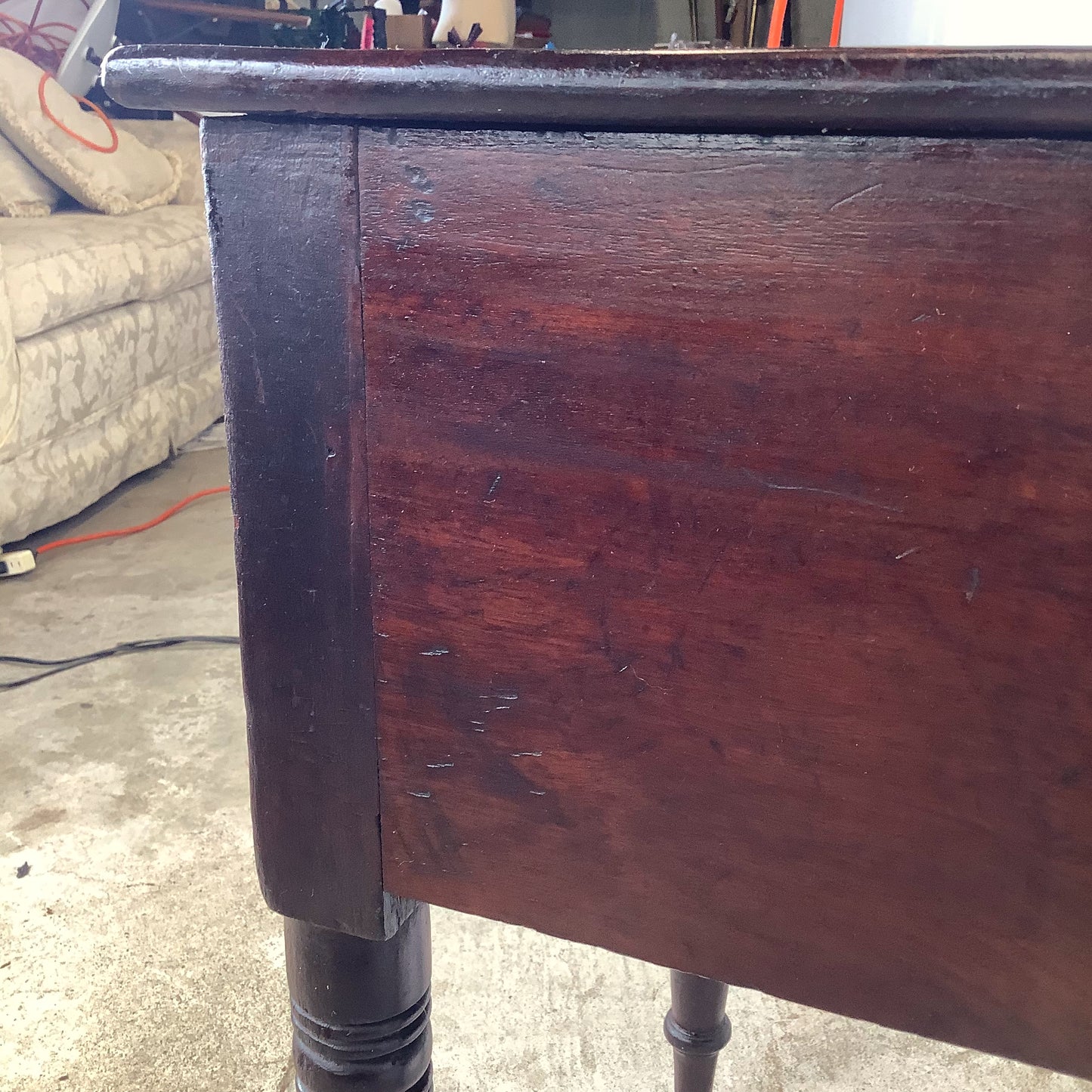 Antique American Federal Mahogany Two-Drawer Stand | Ring-Turned Legs