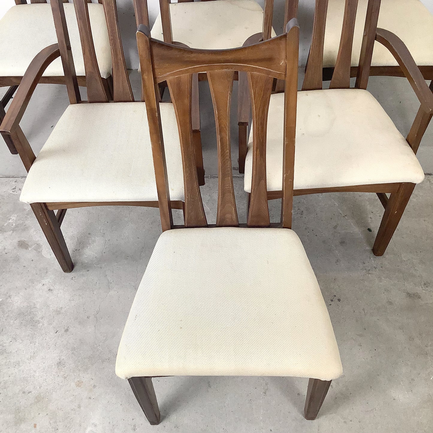 Set of Six Mid-Century Walnut Dining Chairs