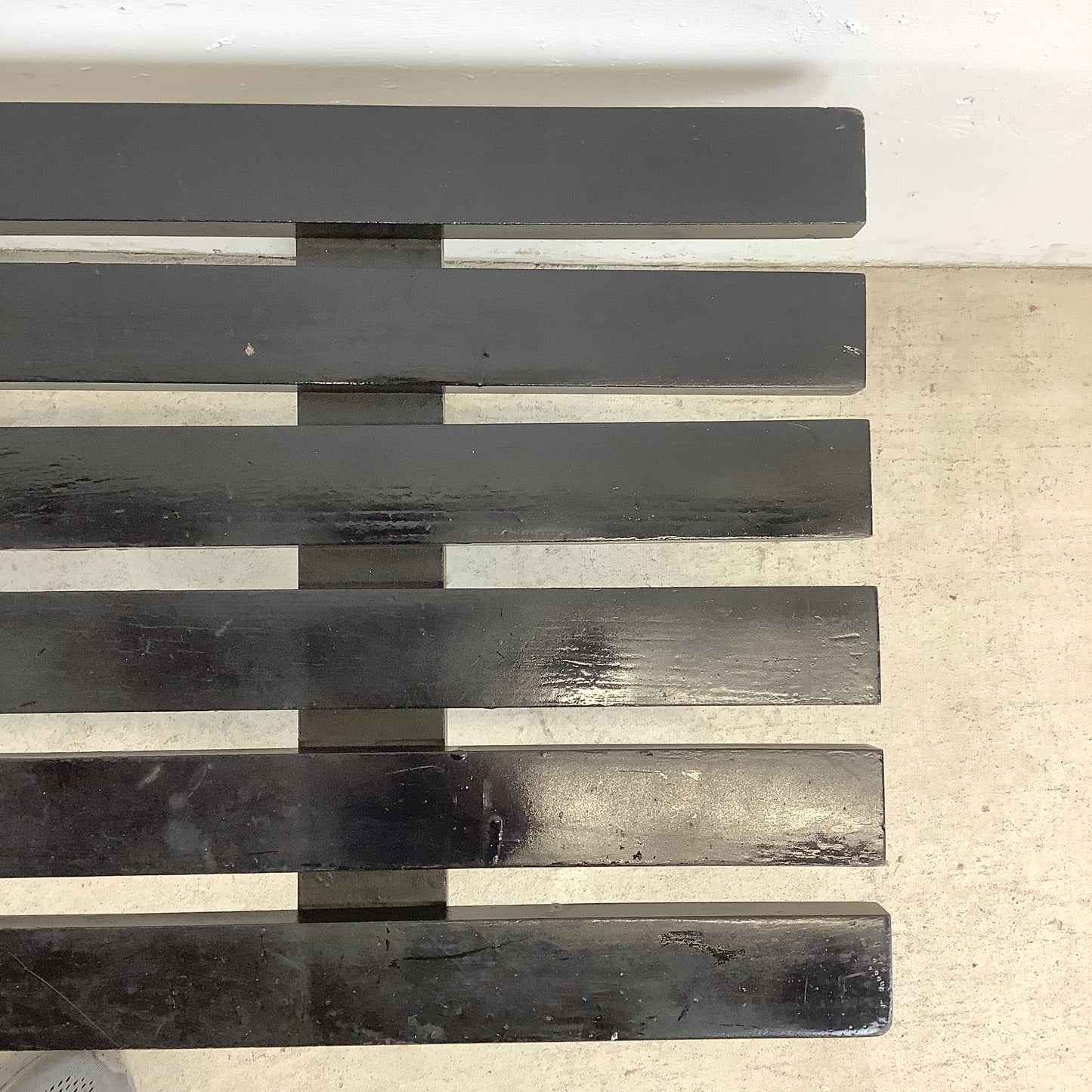 Vintage Modern Black Slat Coffee Table or Bench