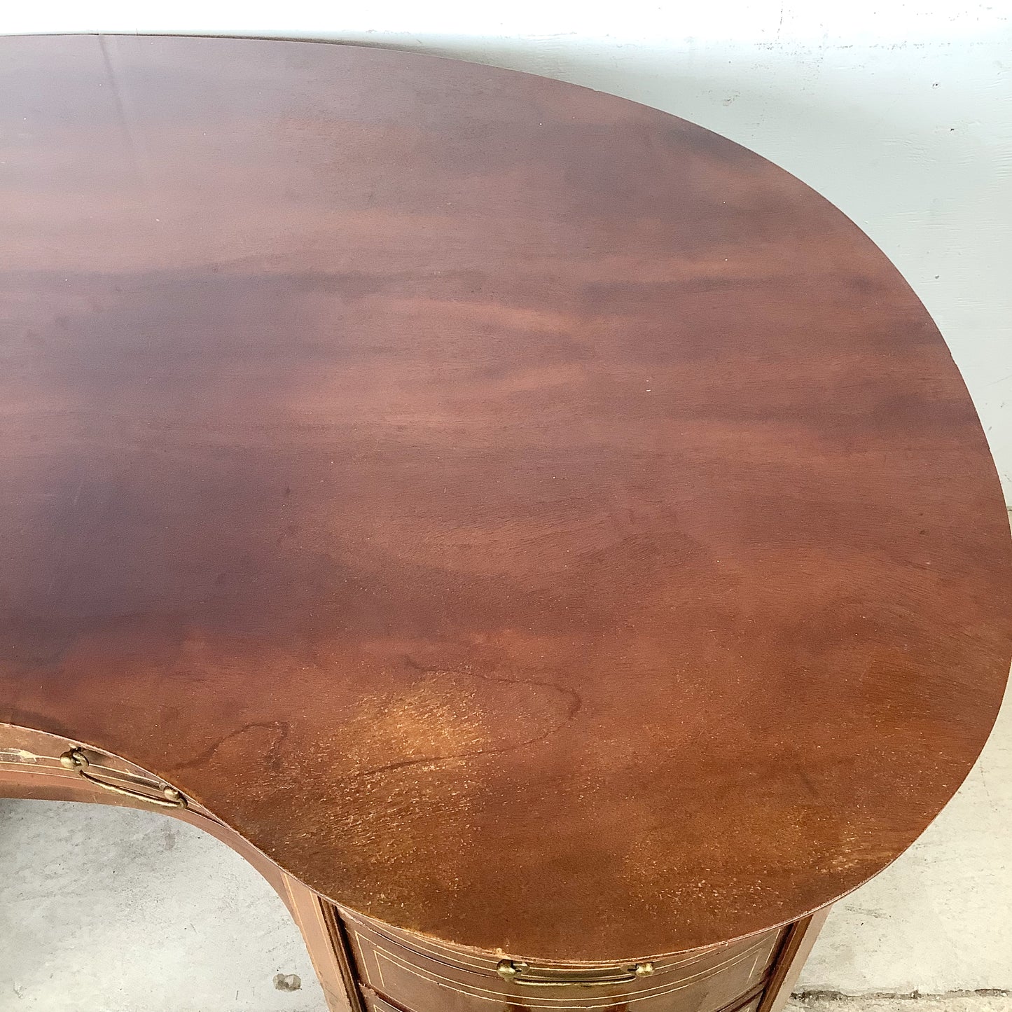 English Edwardian Mahogany Kidney Writing Desk