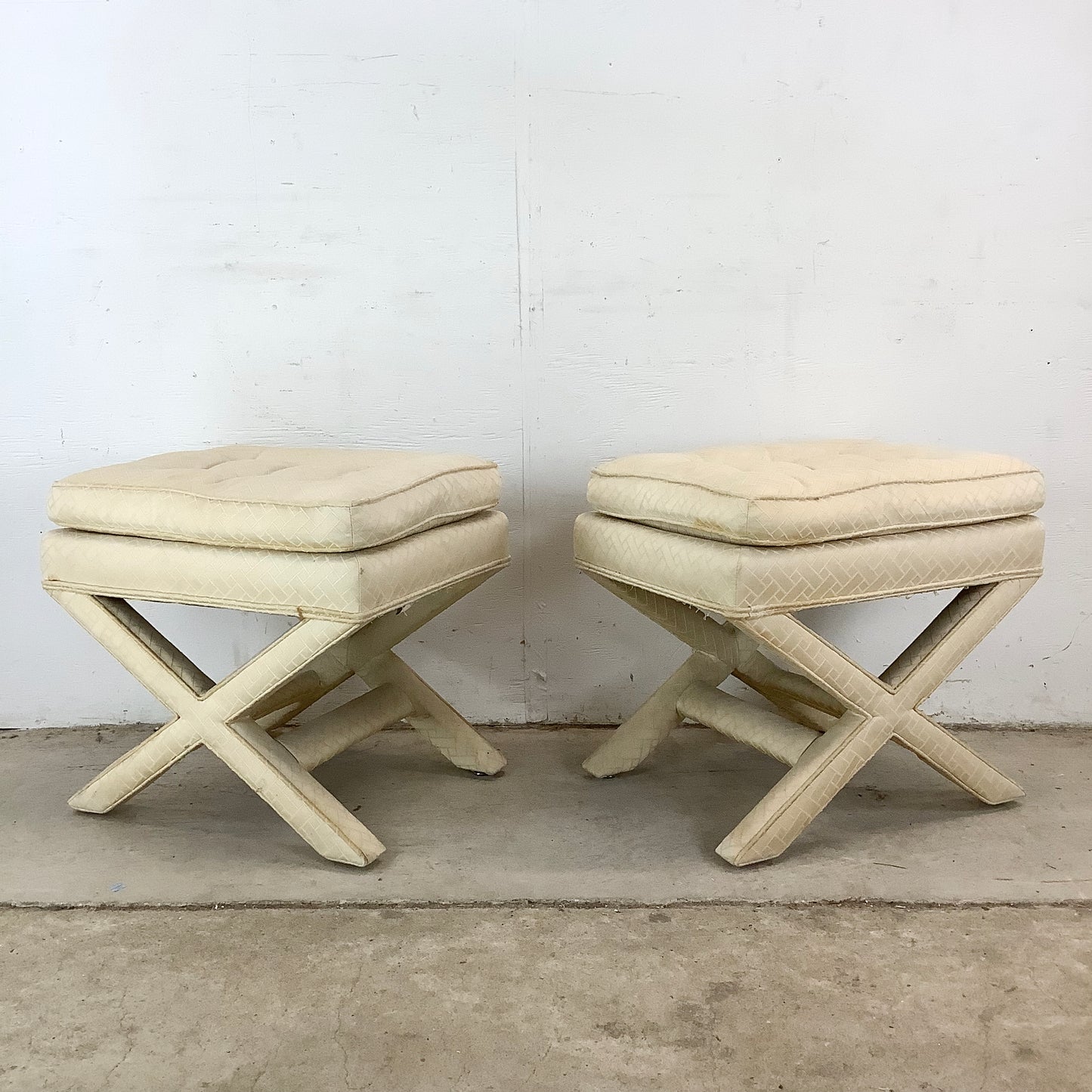 Pair Vintage X-Base Regency Benches