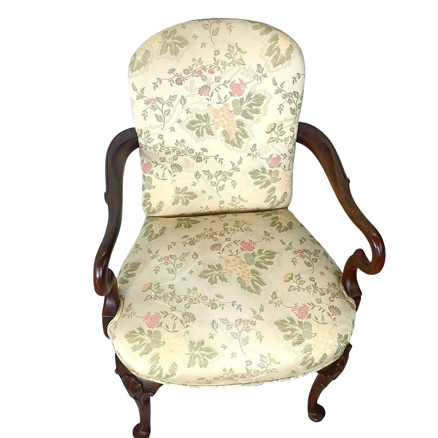 Vintage Pair of Georgian Revival Armchairs | Floral Upholstery | Set of 2