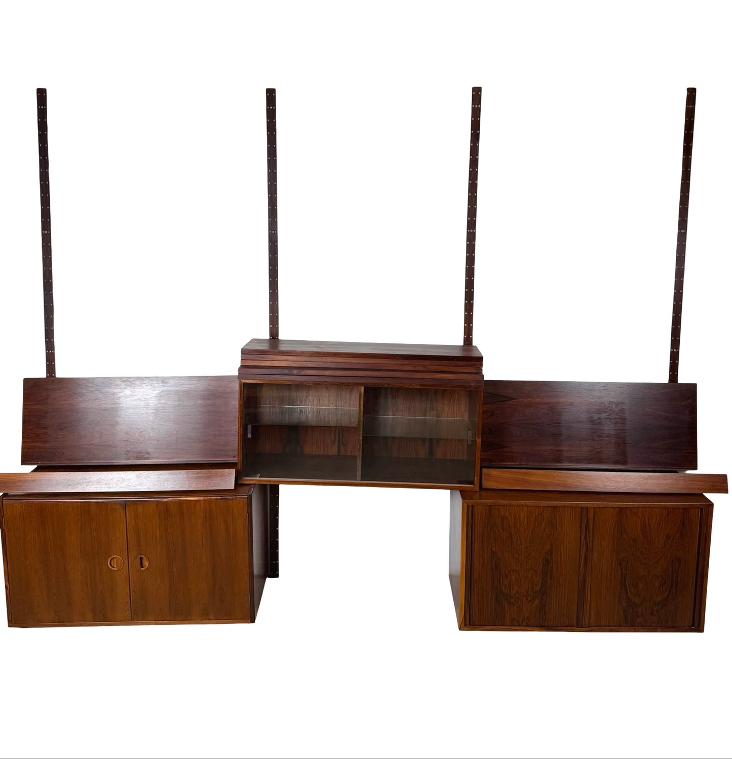 MCM Rosewood Three-Bay Modular Wall Unit, HG Systemi— Denmark, Cado Style