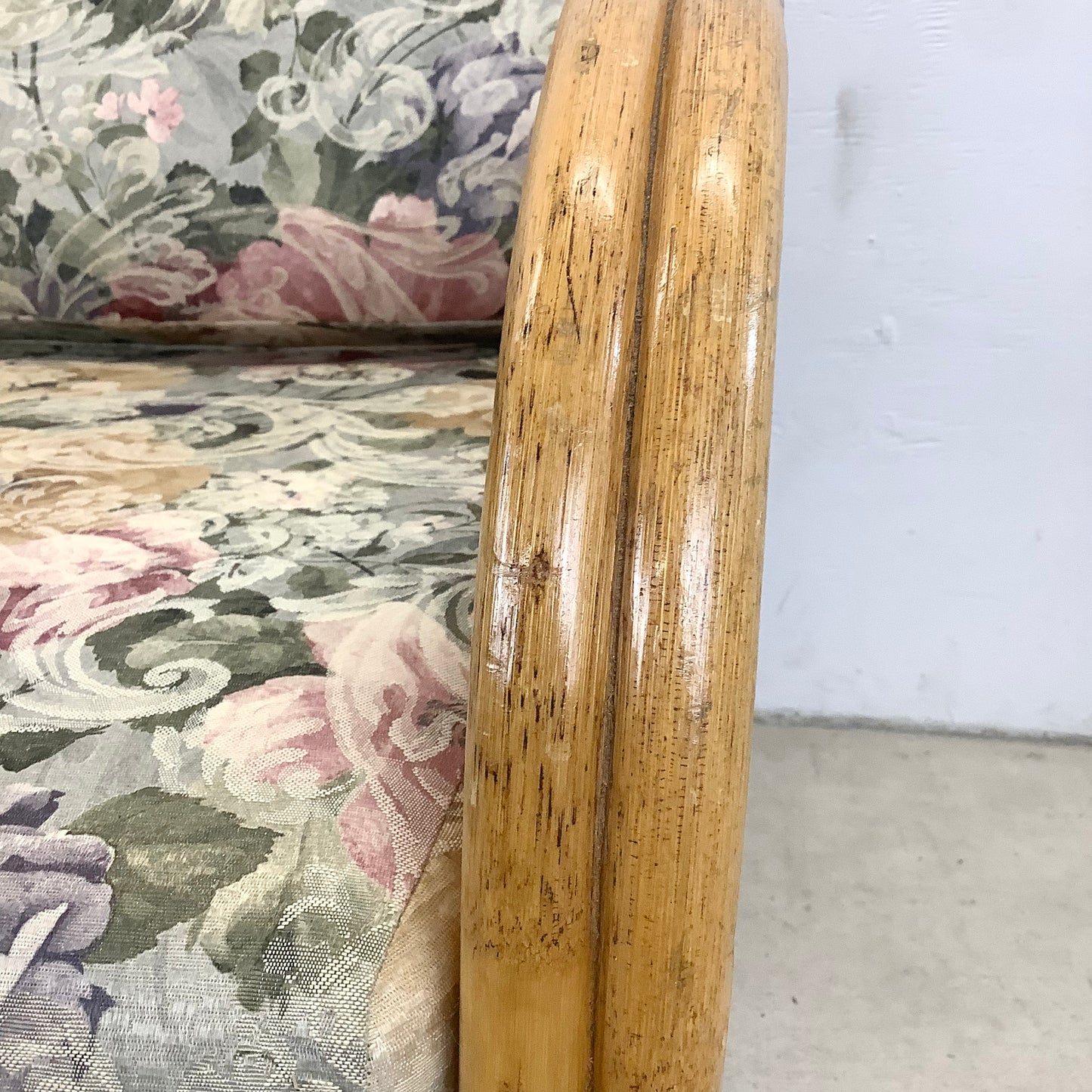 Pair Vintage Coastal Rattan Lounge Chairs
