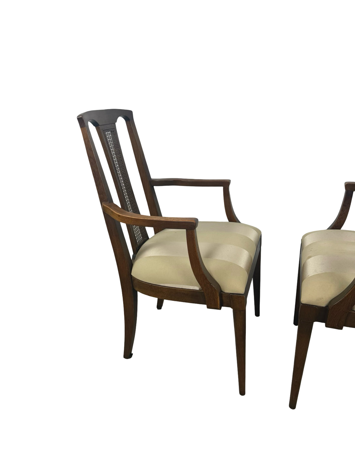 Pair of Mid-Century Modern High-Back Cane Dining Armchairs, Stamped Denmark
