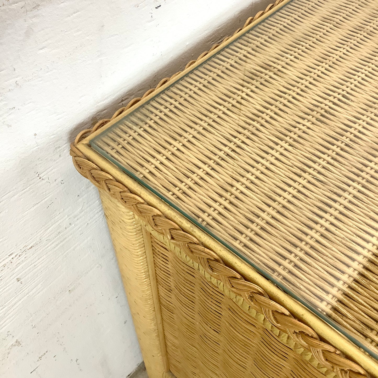 Vintage "Wicker" Two Drawer Nightstand by Henry Link