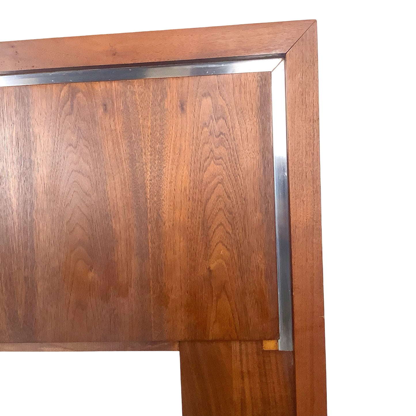 Mid-Century Modern Dillingham Walnut Headboard with Polished Chrome Accent Inlay