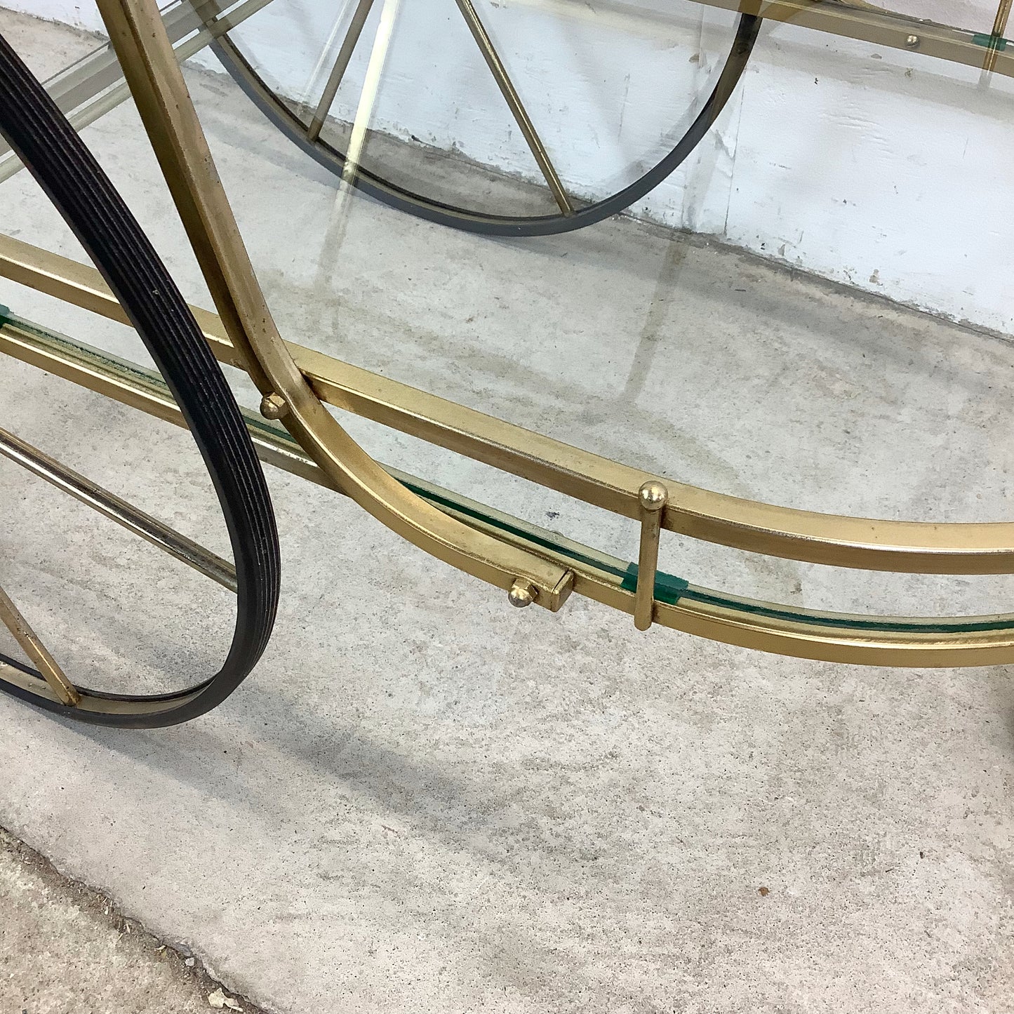 Vintage Brass and Glass Bar Cart or Tea Trolley