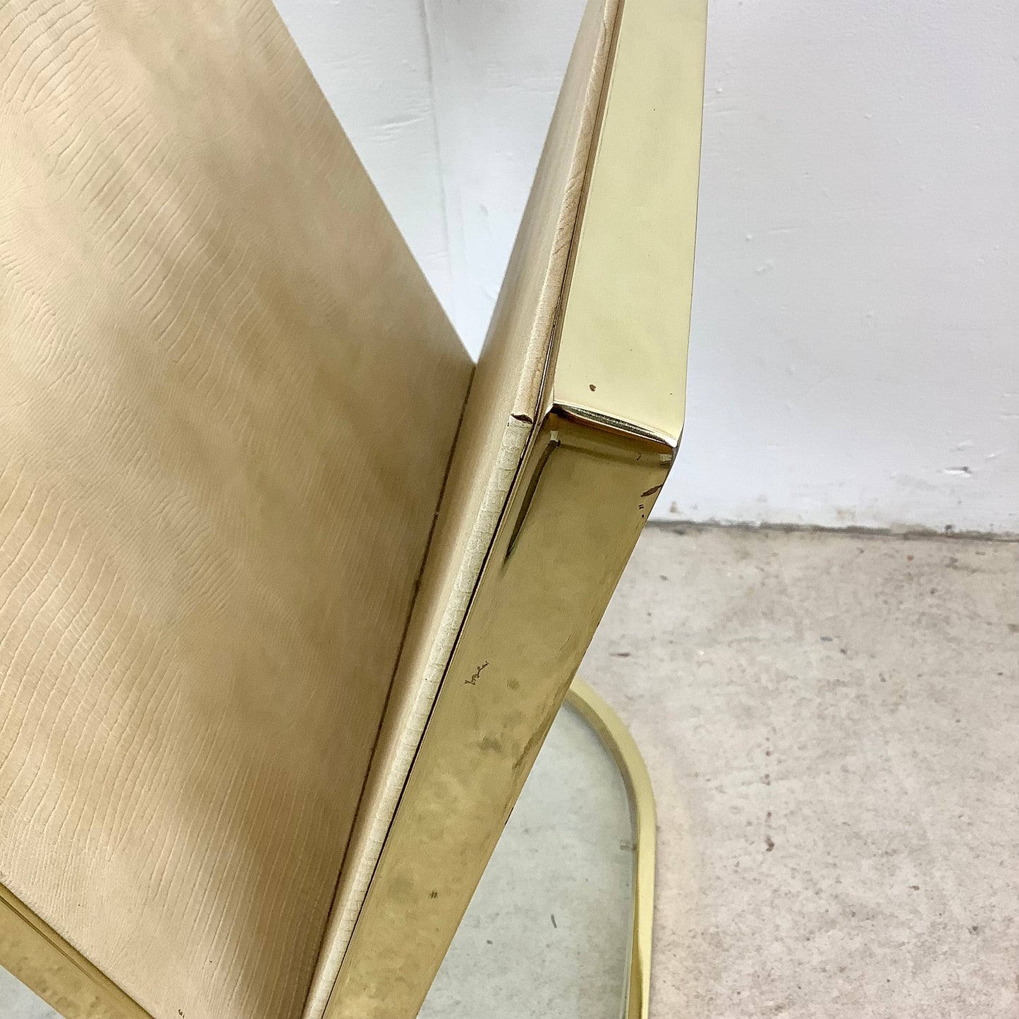 Vintage Hollywood Regency Brass & Glass Magazine Rack Side Table