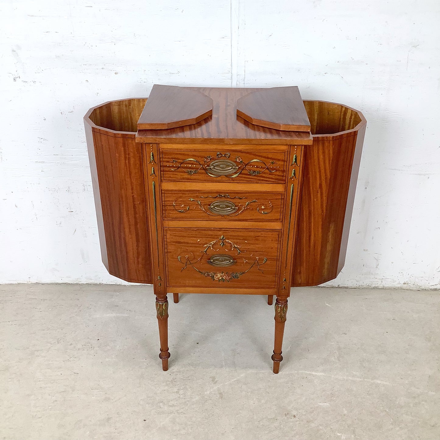 American Adam Revival Satinwood Martha Washington Sewing Cabinet | Aimone Mfg. Co., New York | circa 1900–1919