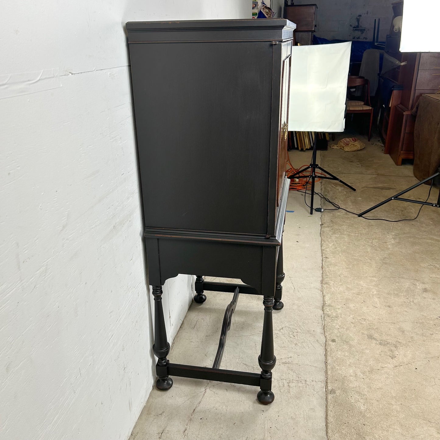 Tall Traditional Modern Bar Cabinet With Dropfront