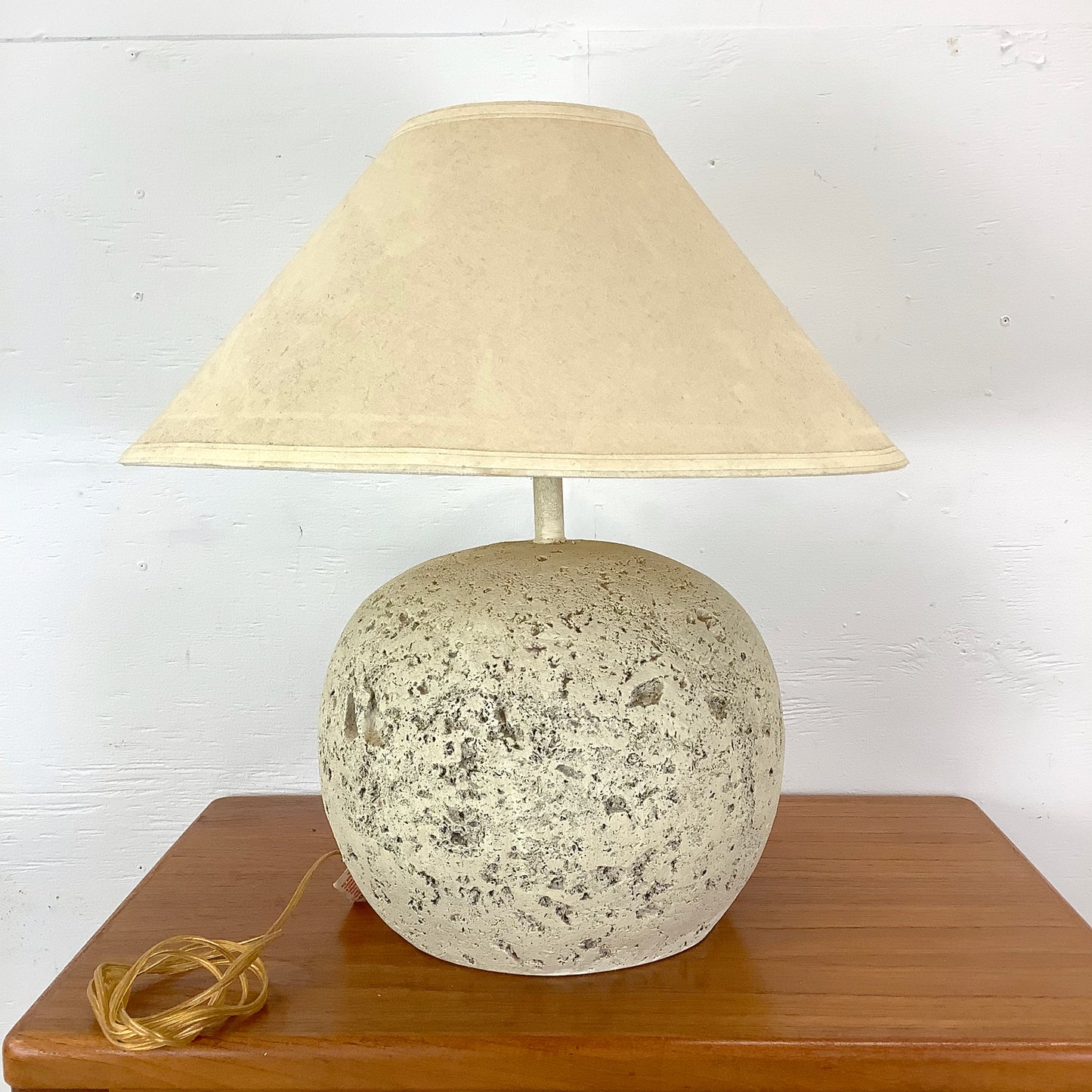 Coastal Modern Orb Lamp in Natural Coral Stone With Shade
