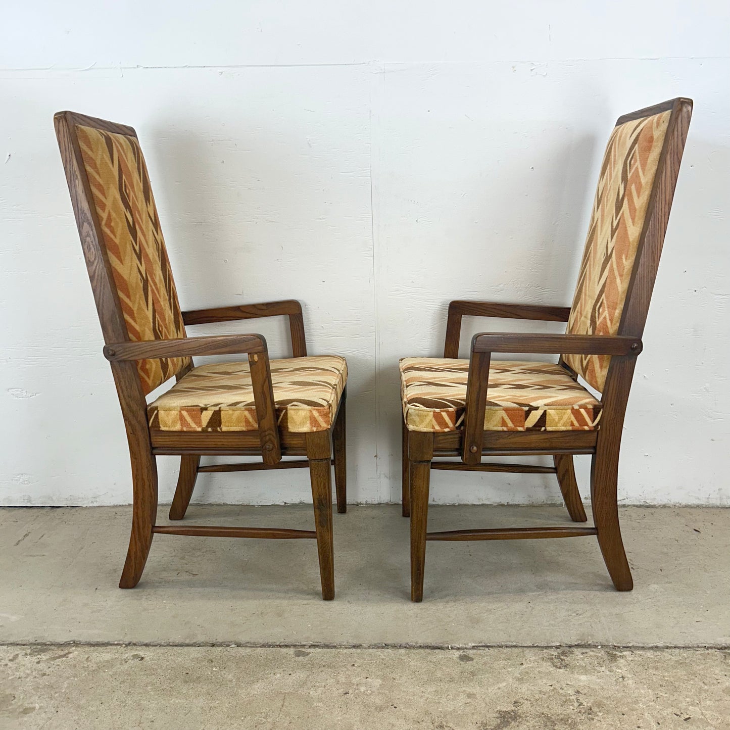 Vintage Modern High Back Dining Chairs- Set of Six